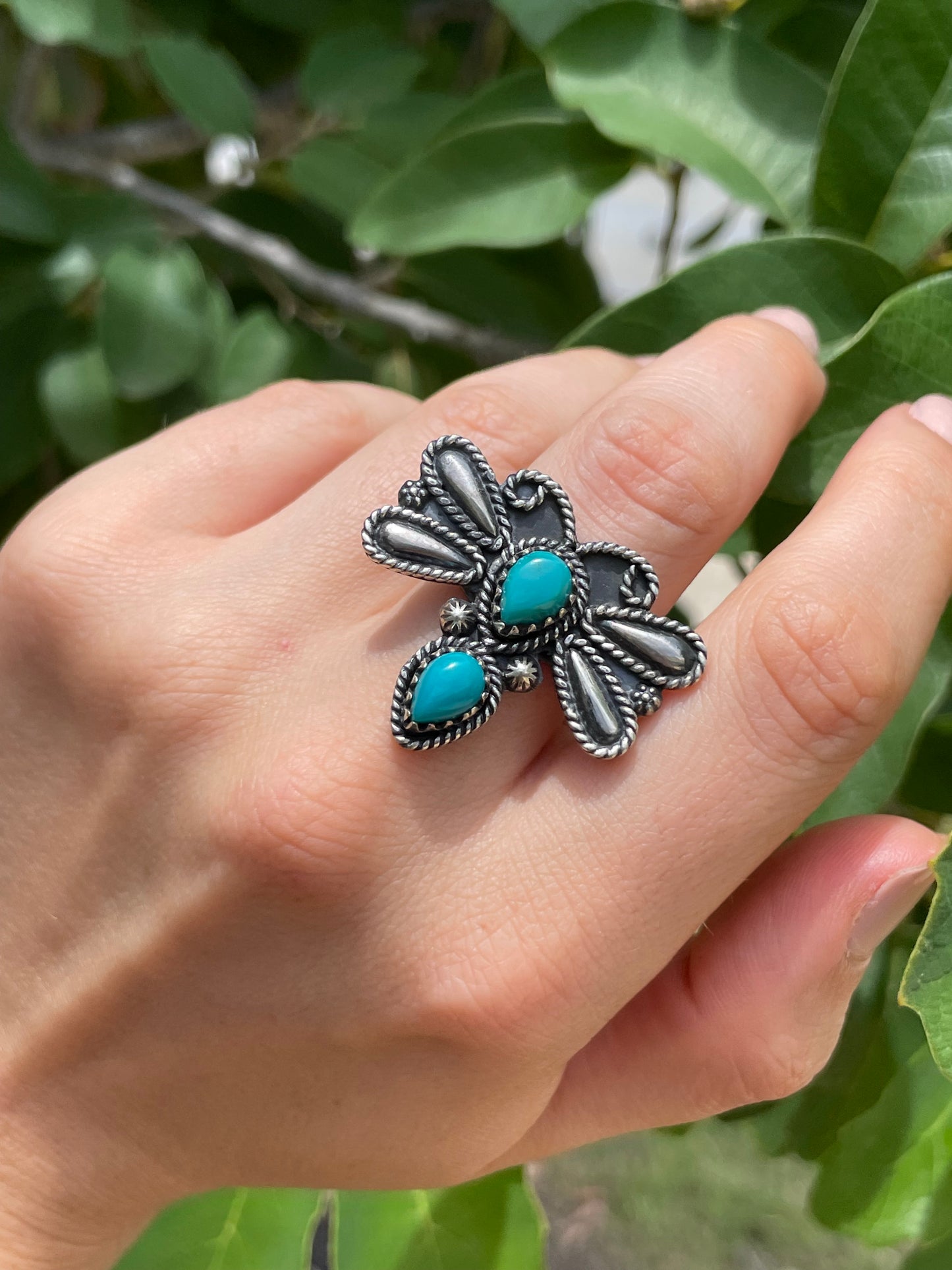 Kingman Turquoise Dragonfly Ring Size 6.5 | 925 Sterling Silver D184