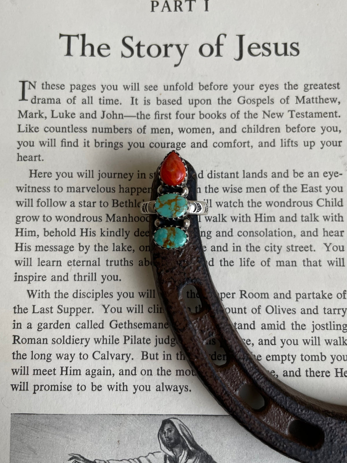 Spiny Oyster & Turquoise Three-Stone Ring | 925 Sterling Silver Size 6 G822