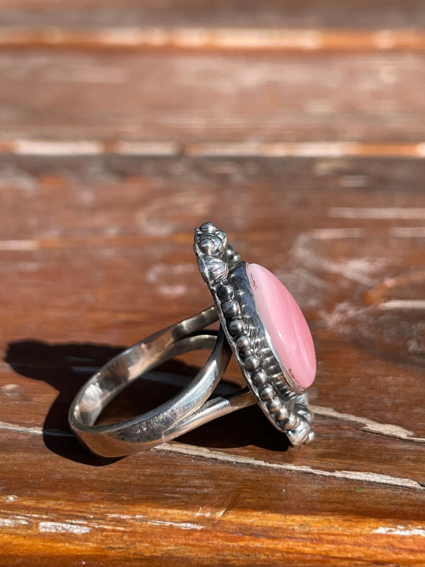 Pink Conch Teardrop Ring Size 9 | 925 Sterling Silver Southwest D108