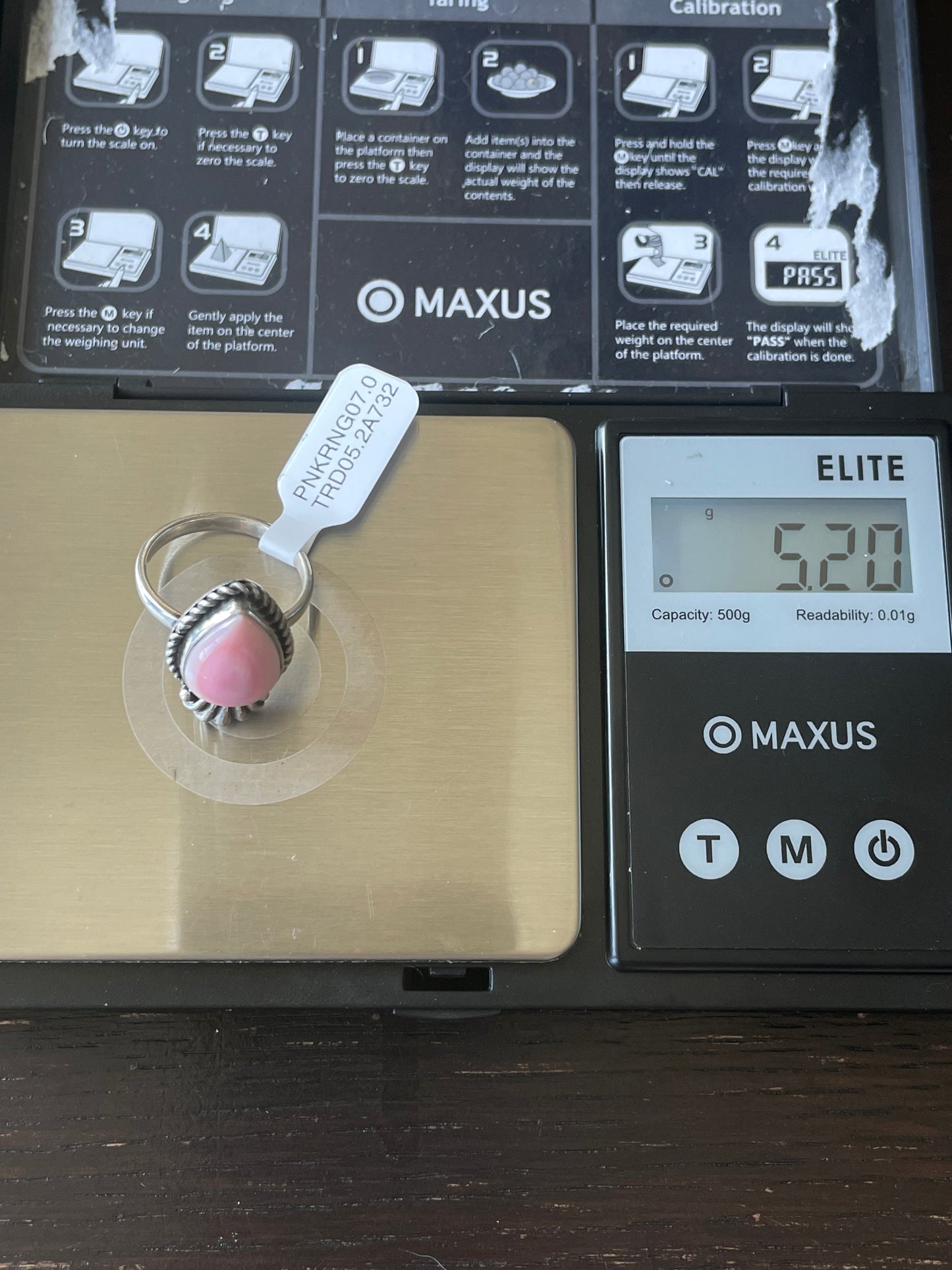Pink Conch Teardrop Ring | Sterling Silver | Size 7 | A732