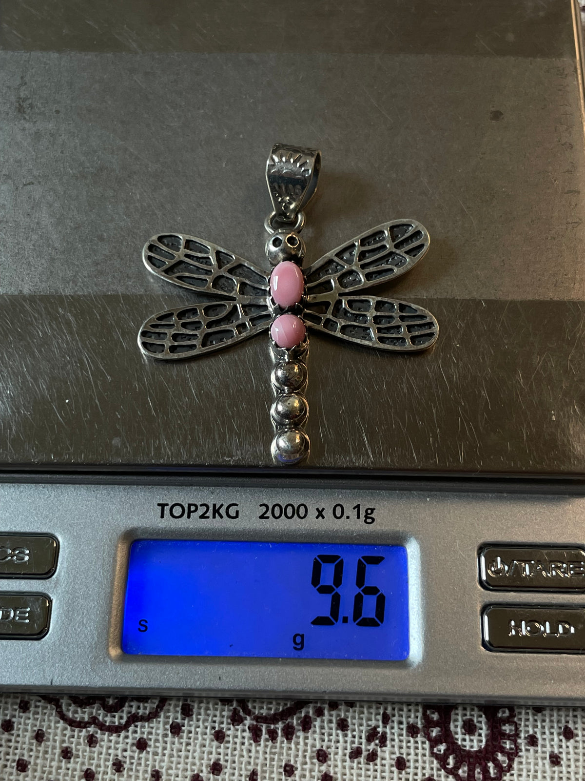 Pink Conch Dragonfly Pendant | 925 Sterling Silver E279