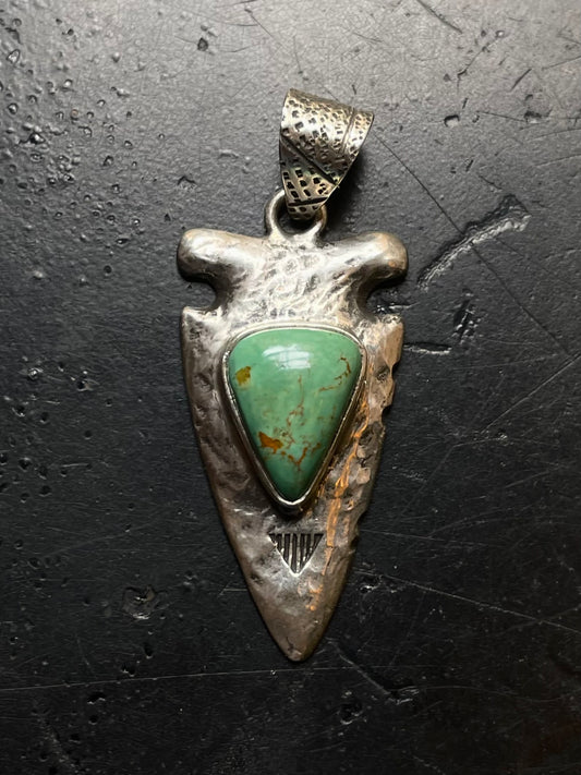 Turquoise Arrowhead Pendant | 925 Sterling Silver E697