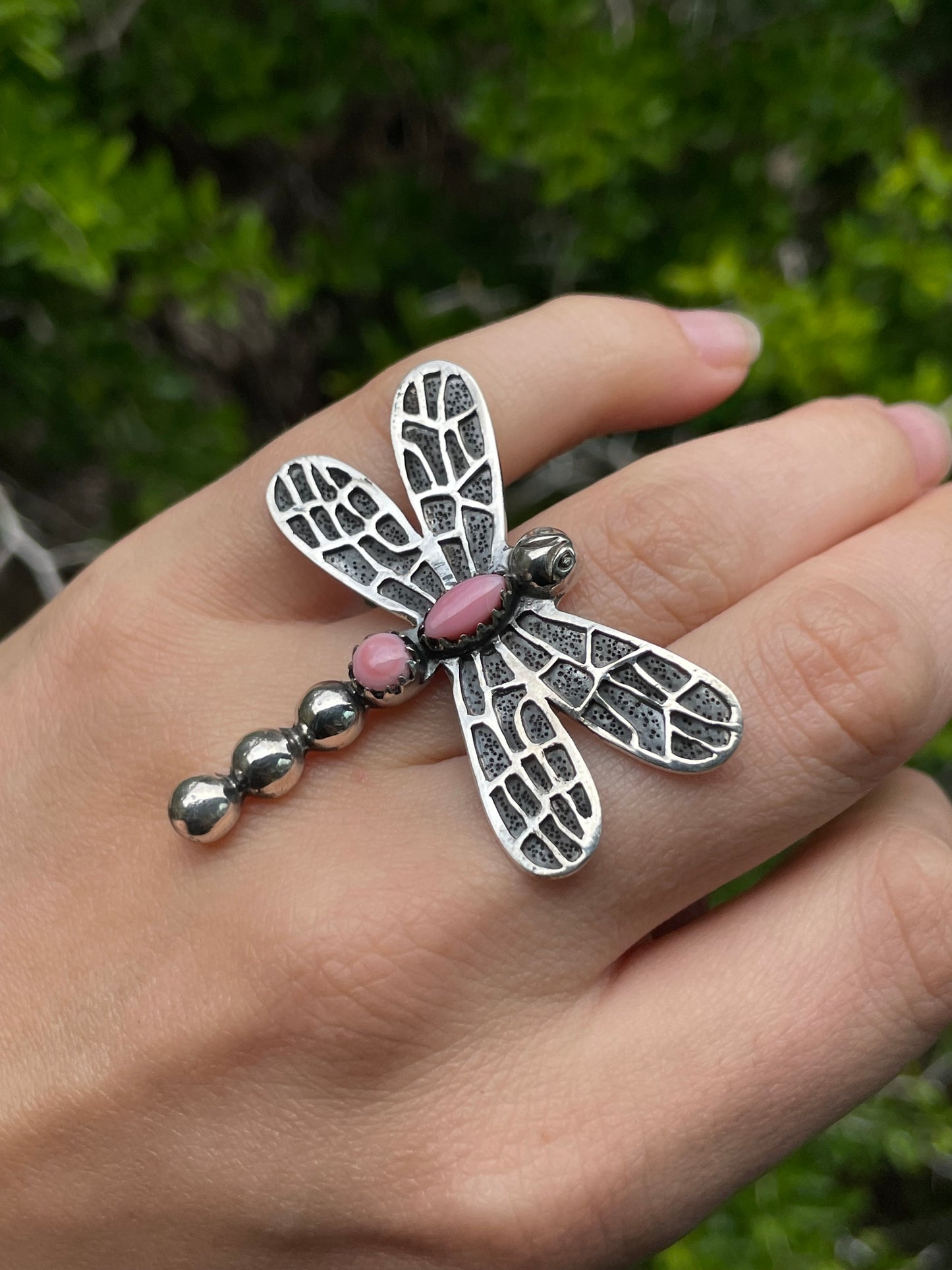Pink Conch Dragonfly Ring Size 6 | 925 Sterling Silver B639
