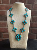 Kingman Turquoise Flower Cluster Lariat Necklace | 925 Sterling Silver G599