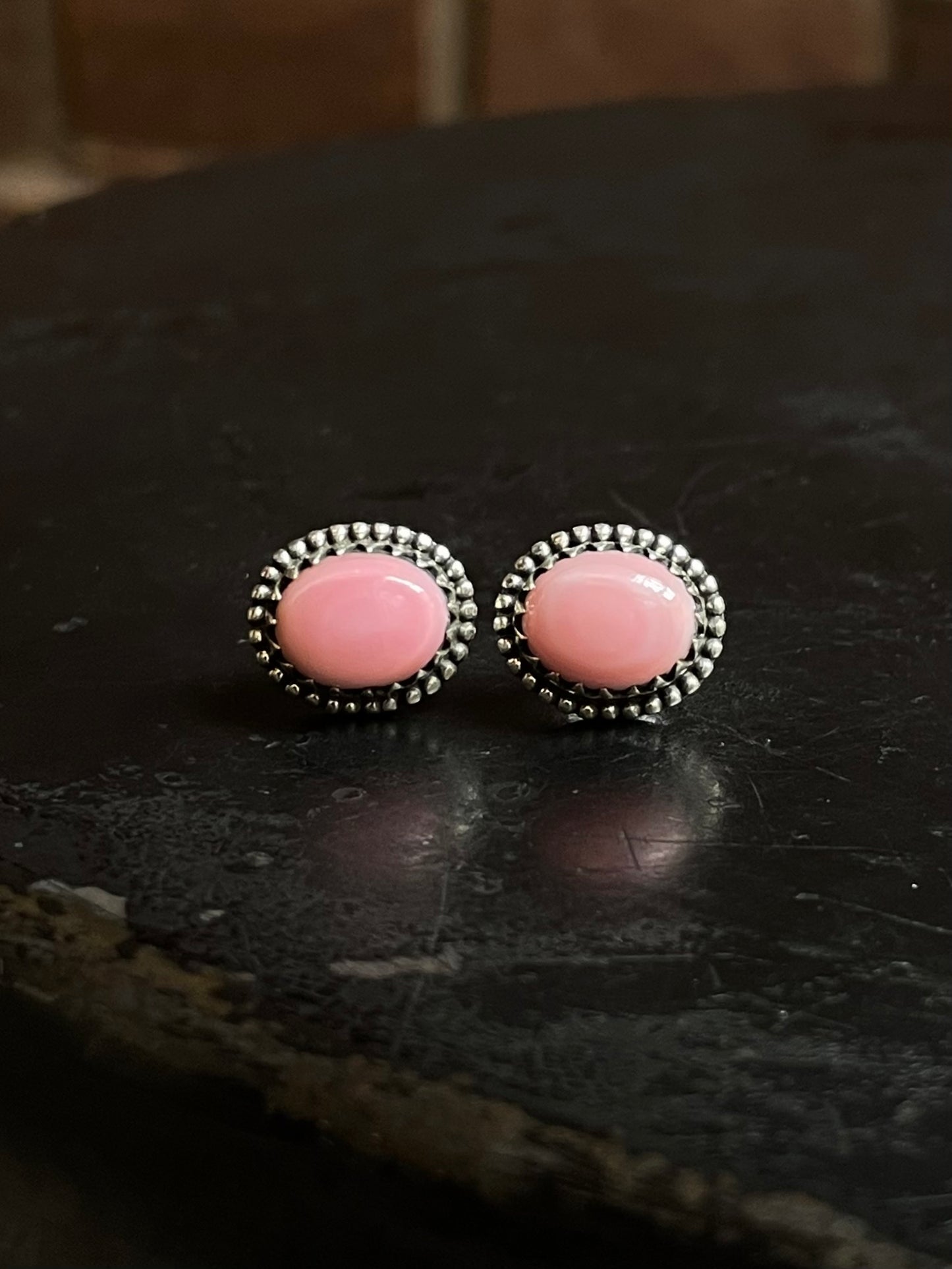 Pink Conch Stud Earrings | 925 Sterling Silver E791