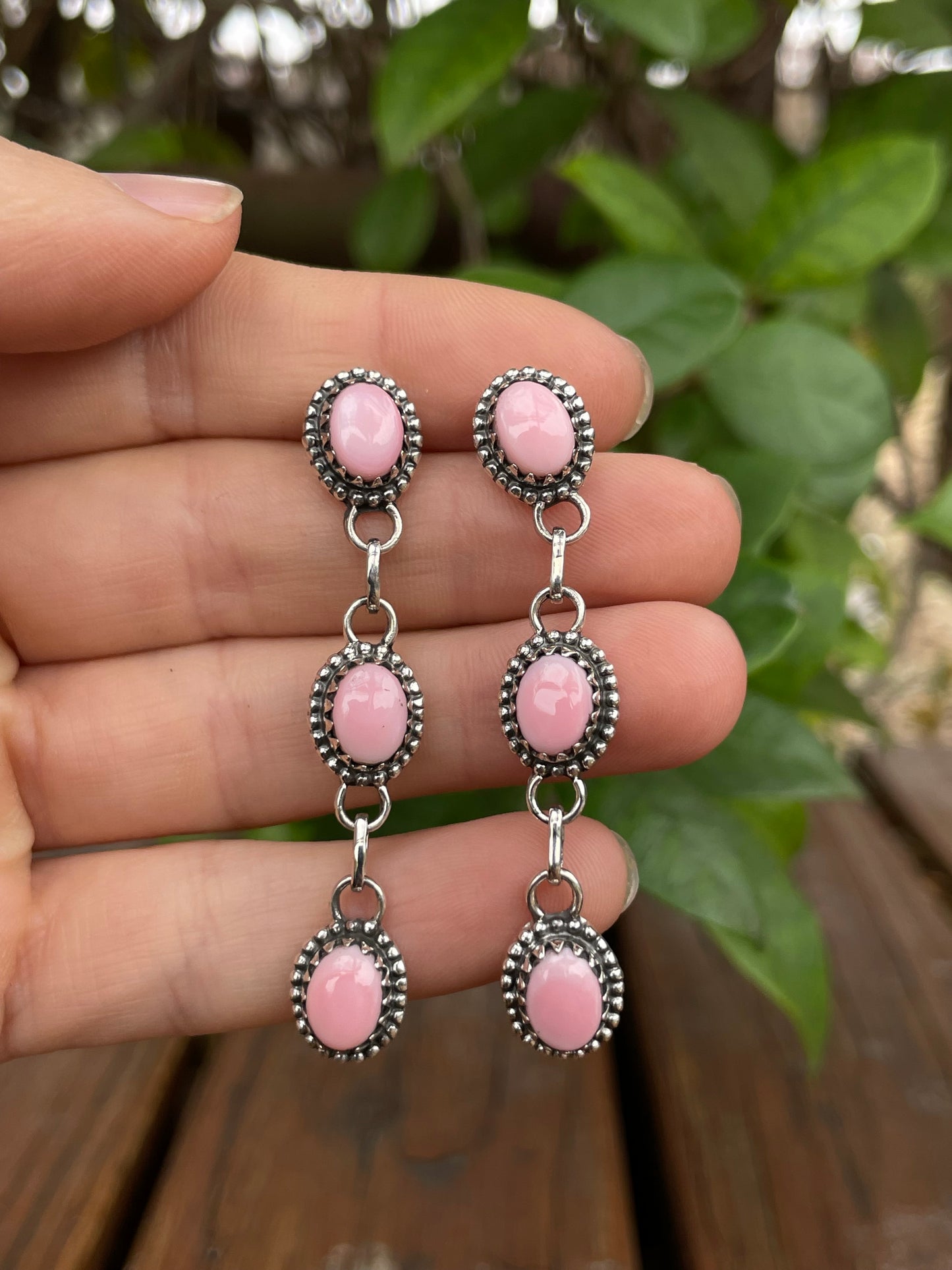 Pink Conch Drop Stud Earrings | 925 Sterling Silver B974