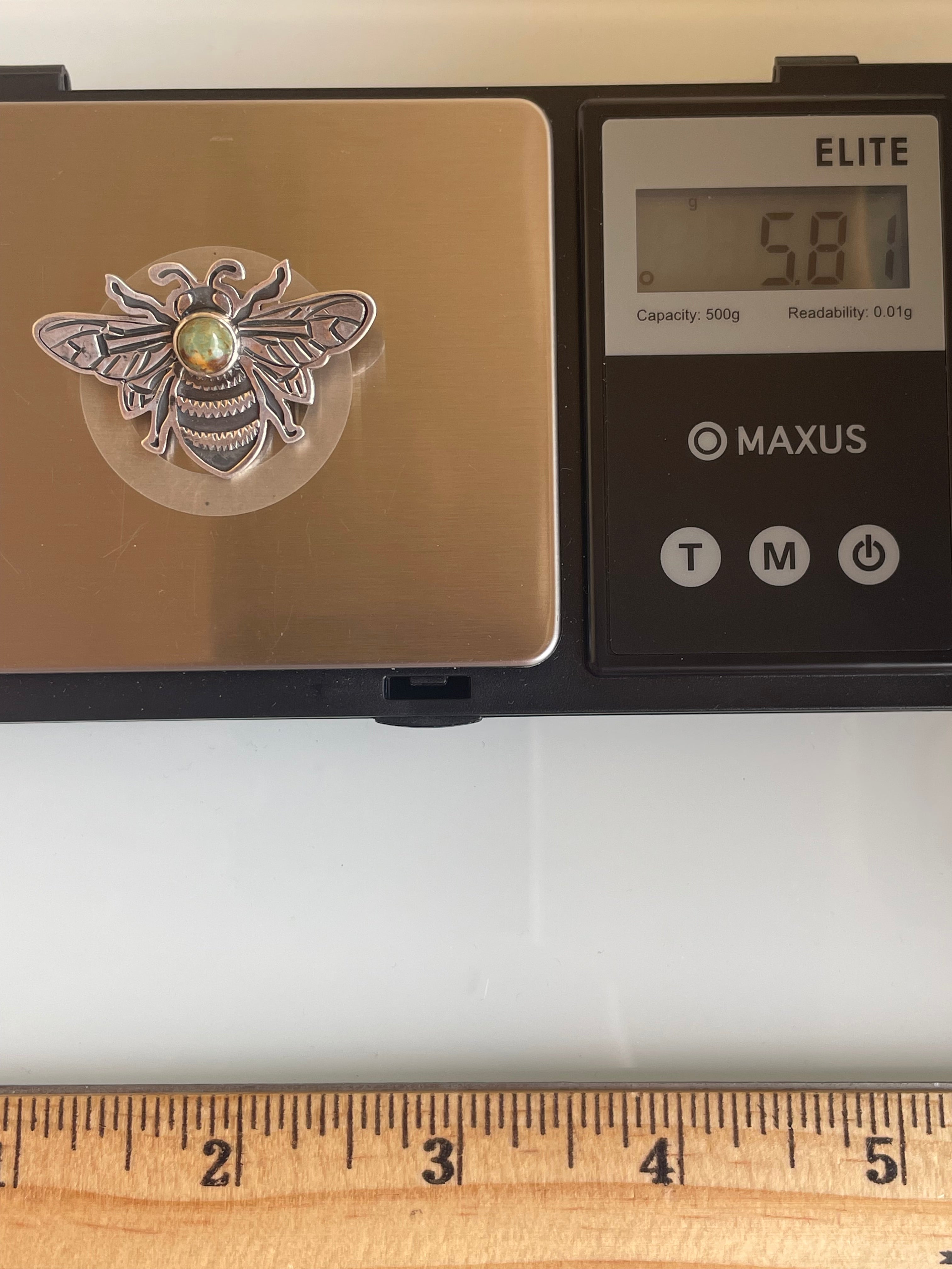 Kingman Turquoise Bumblebee Brooch | 925 Sterling Silver G629
