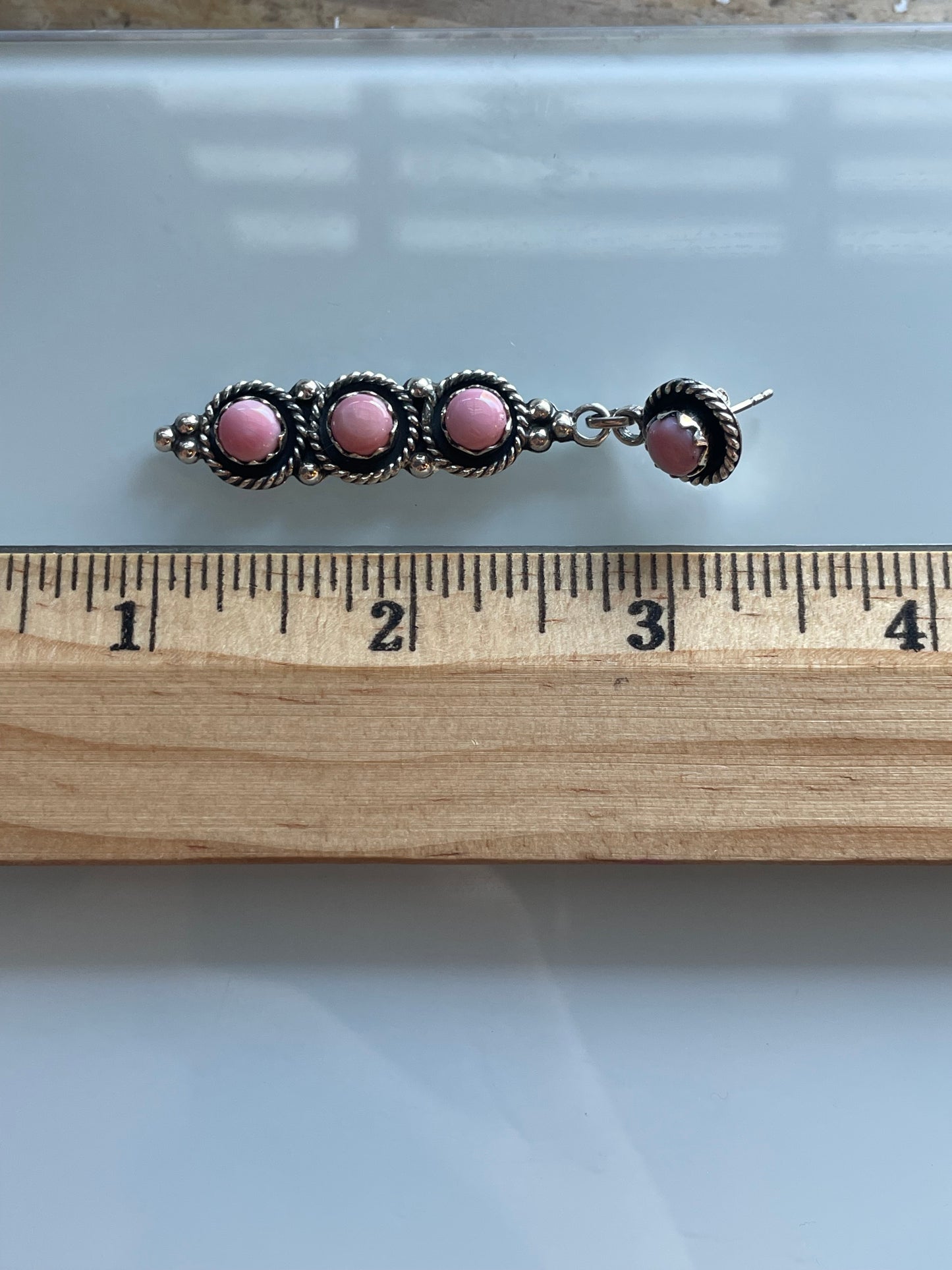 Pink Conch Drop Stud Earrings | Sterling Silver 925 C640