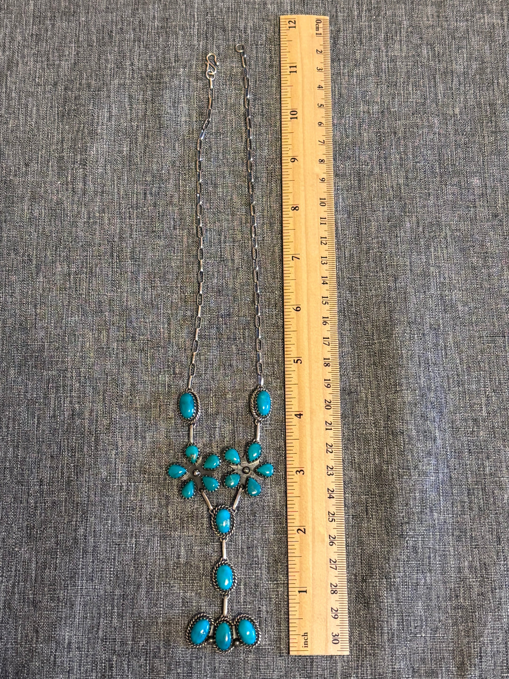 Kingman Turquoise Cluster Necklace | 925 Sterling Silver Southwestern Style