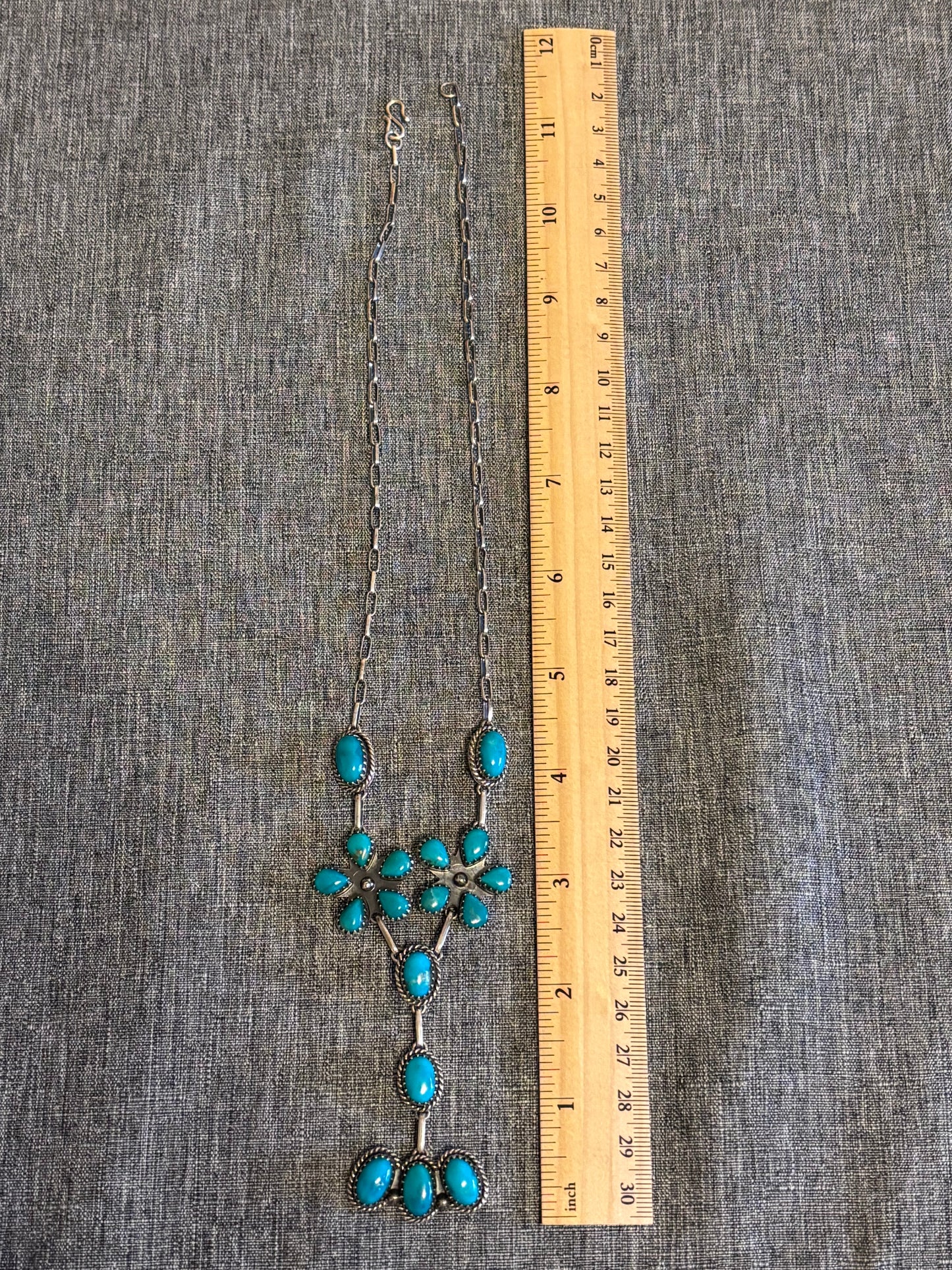 Kingman Turquoise Cluster Necklace | 925 Sterling Silver Southwestern Style