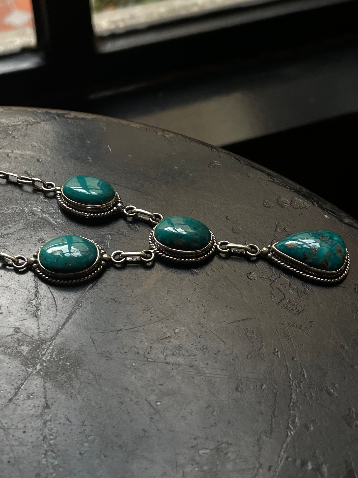 Kingman Turquoise Lariat Necklace | 925 Sterling Silver G408