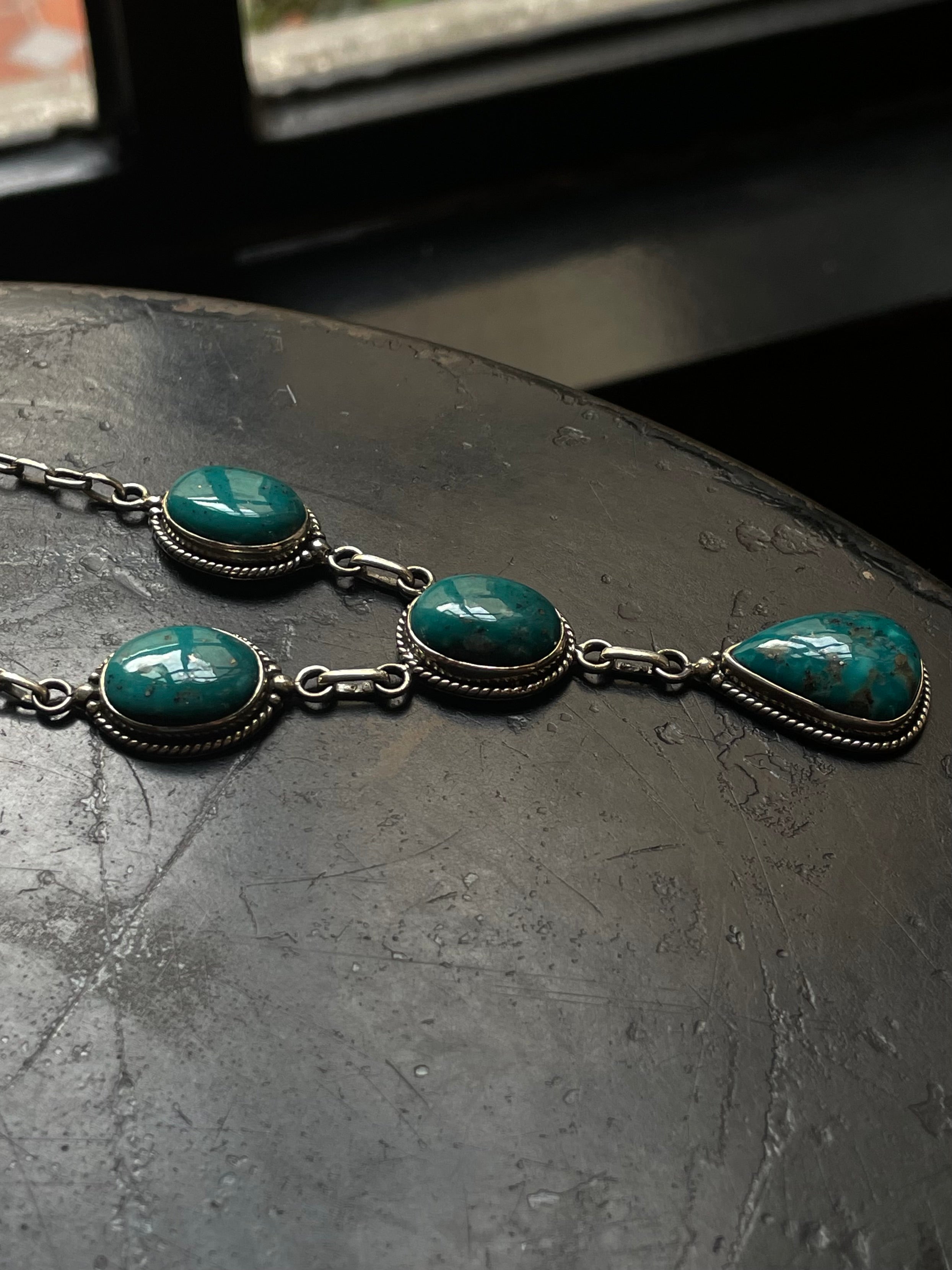 Kingman Turquoise Lariat Necklace | 925 Sterling Silver G408