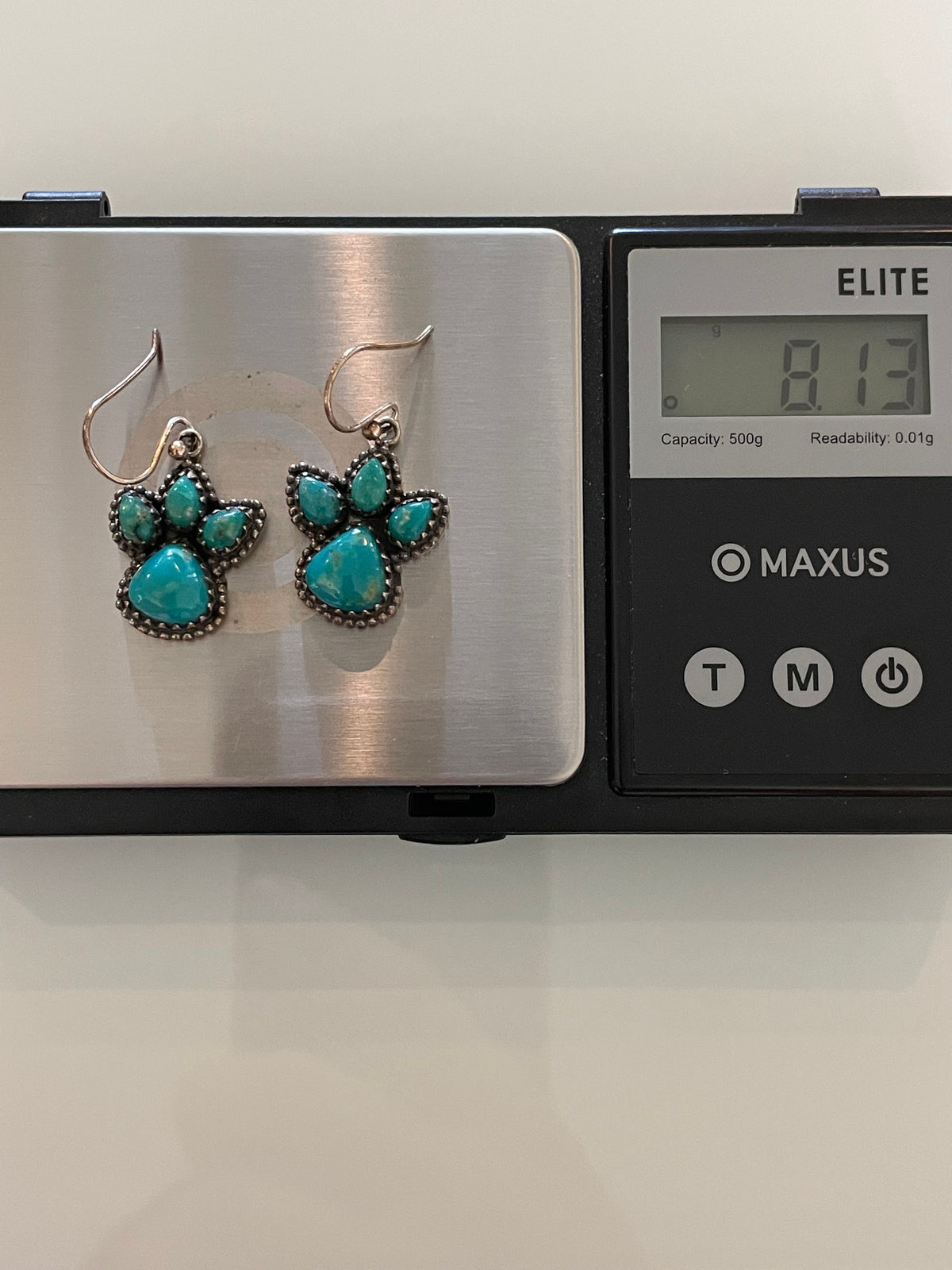 Turquoise Paw Print Dangle Earrings | 925 Sterling Silver G708