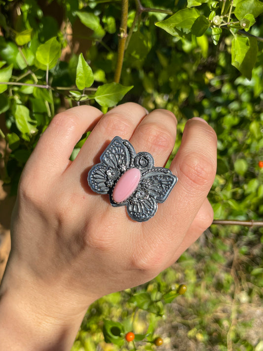Pink Conch Butterfly Ring | 925 Sterling Silver | Size 8 B317