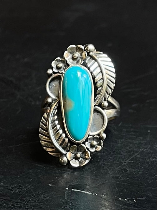 Turquoise Feather Ring Size 7 | Sterling Silver E887