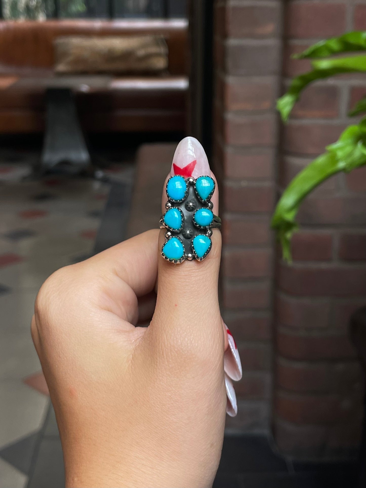 Kingman Turquoise Double Row Ring Size 7.75 | 925 Sterling Silver G477