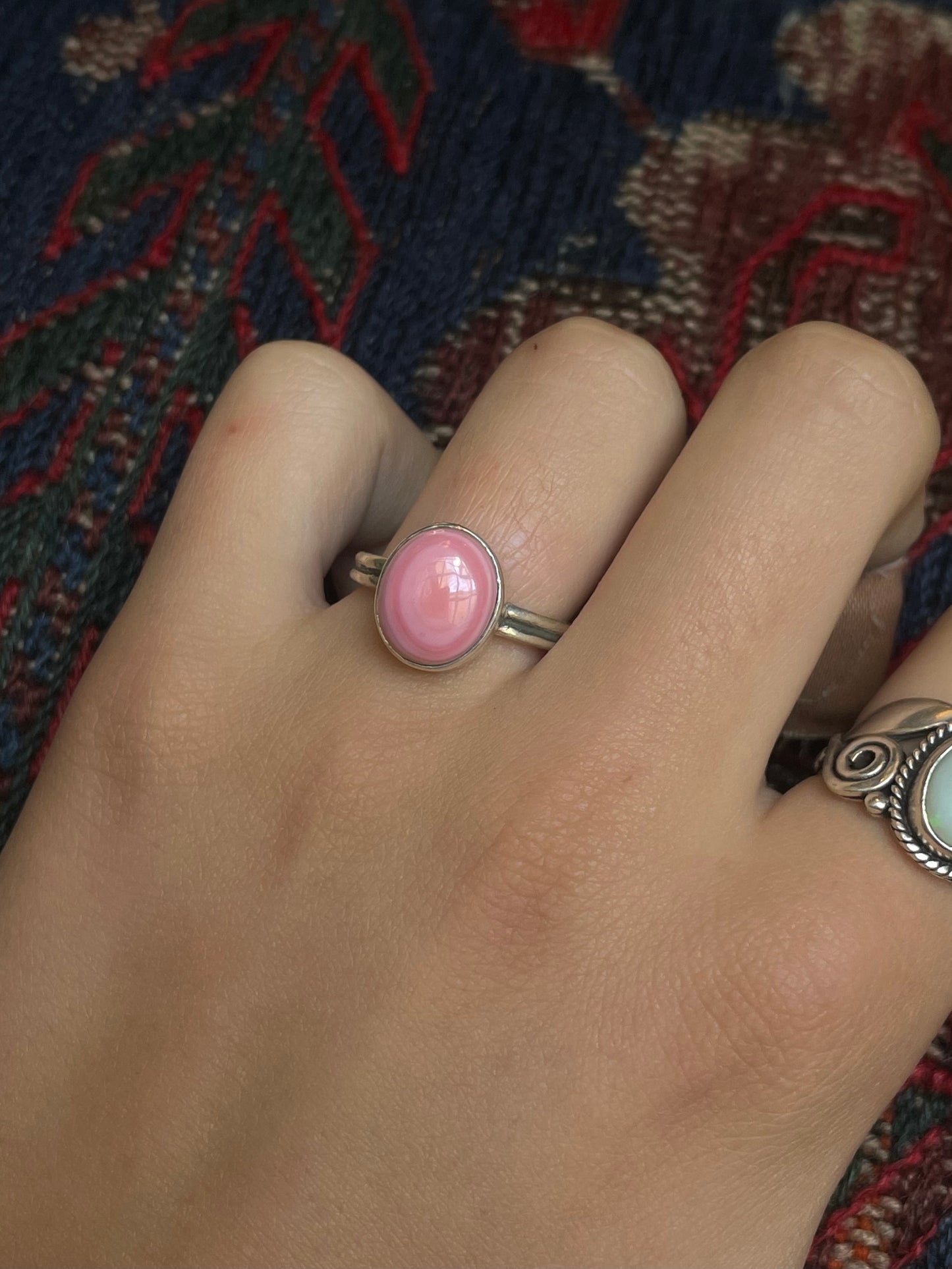 Pink Conch Ring Size 8 | 925 Sterling Silver G110
