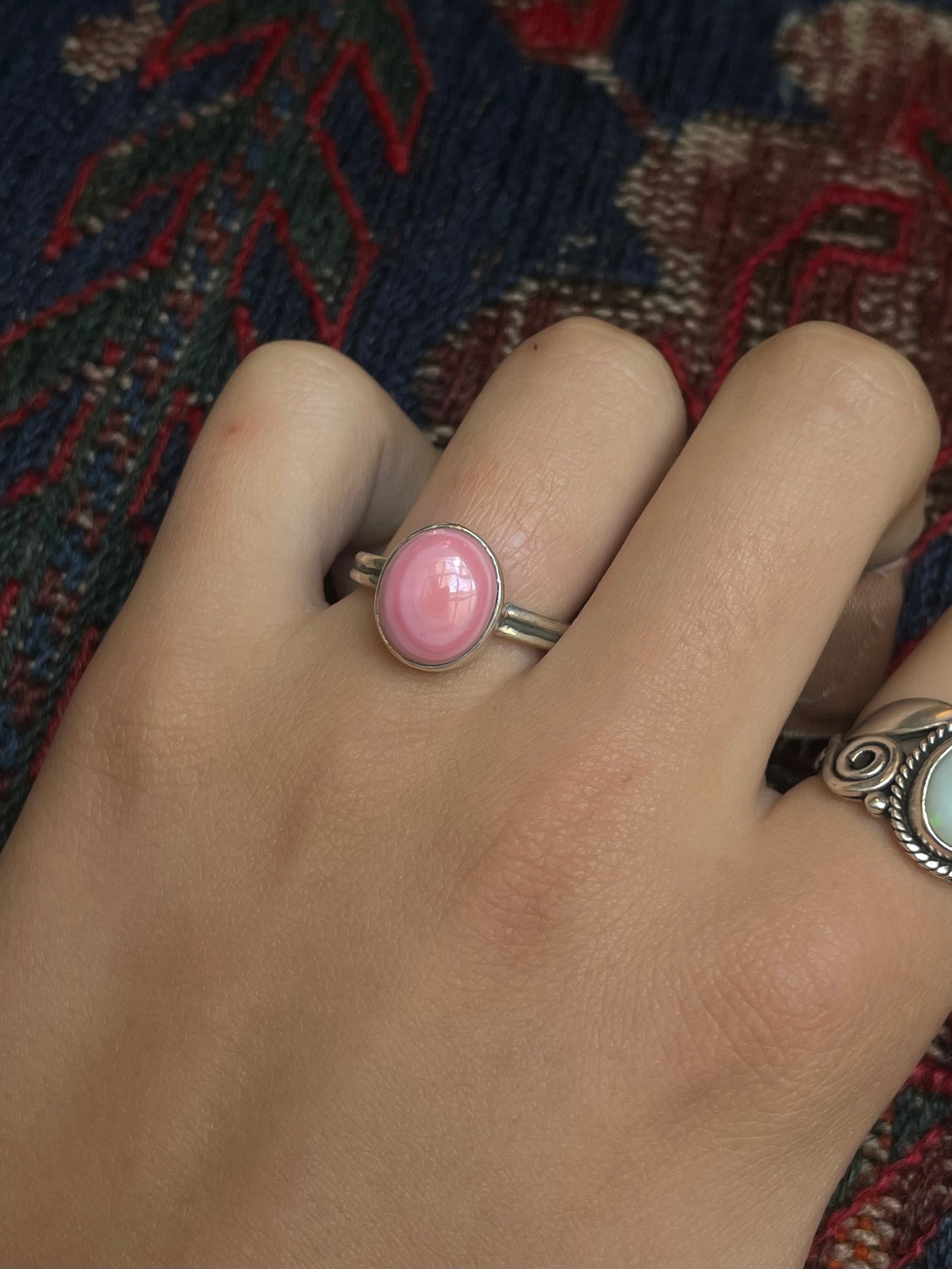 Pink Conch Ring Size 8 | 925 Sterling Silver G110