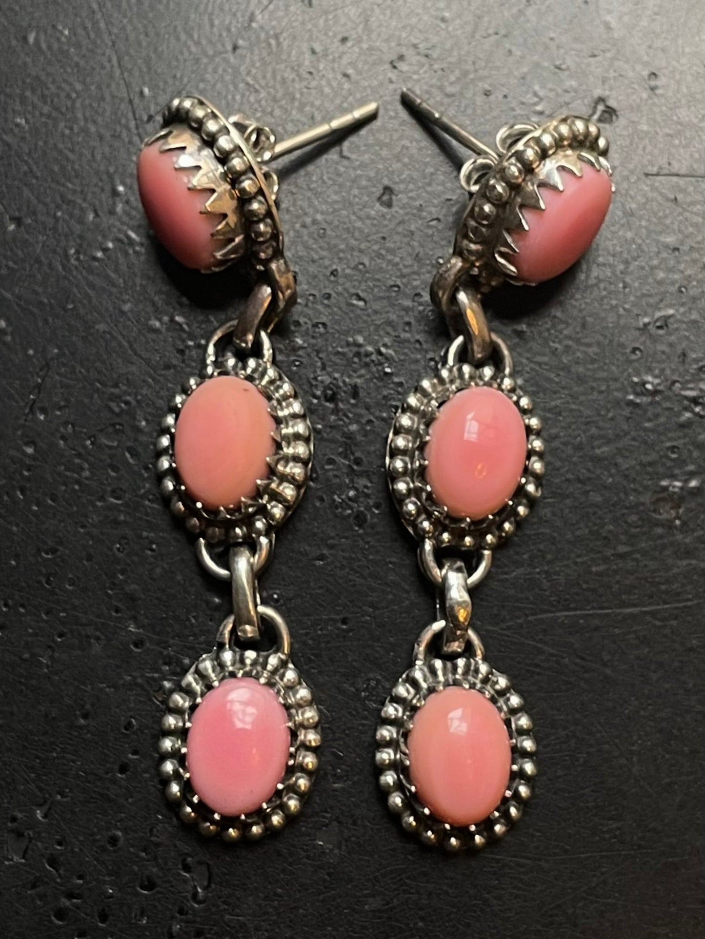 Pink Conch Drop Stud Earrings | 925 Sterling Silver G187
