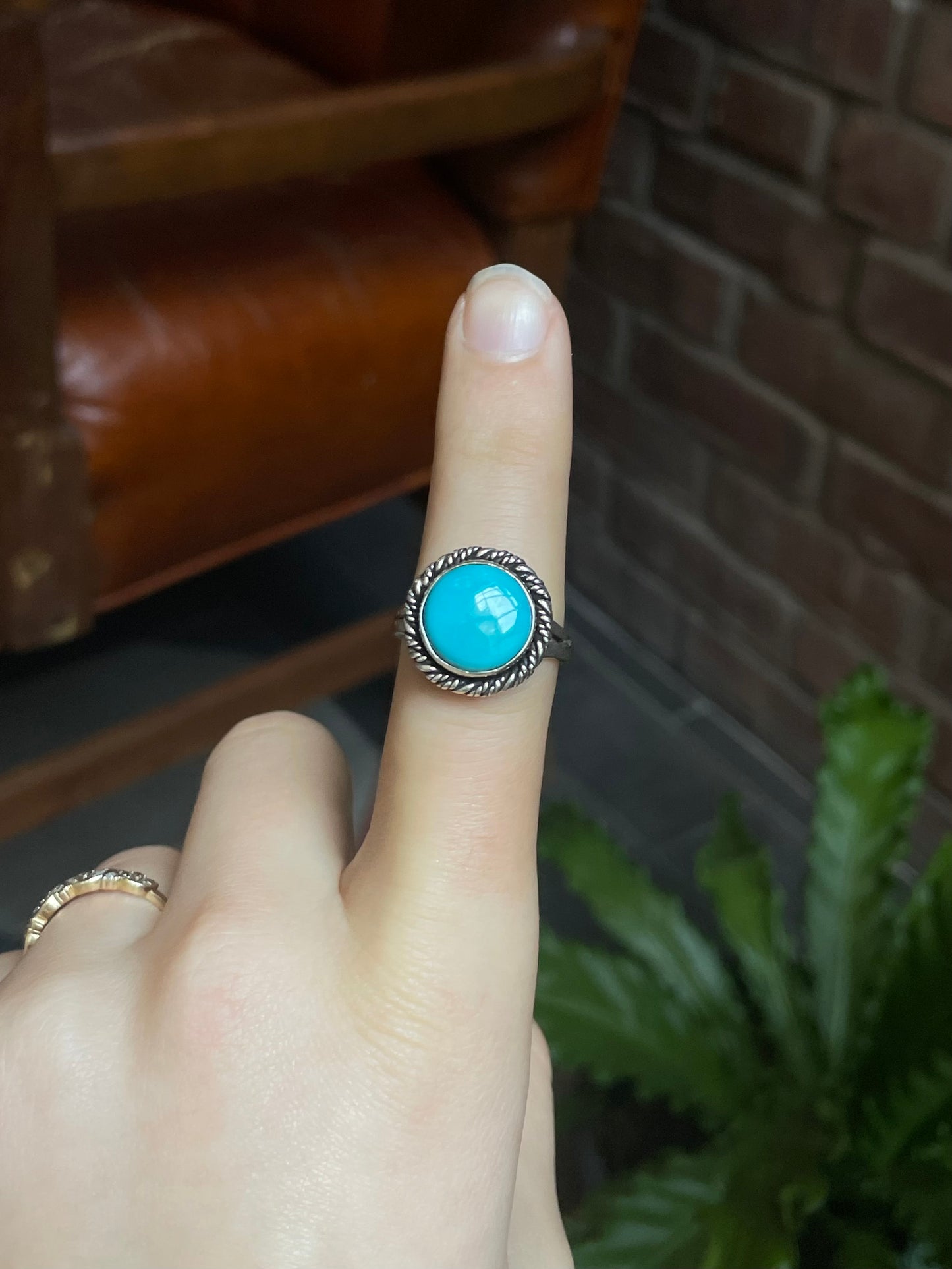 Turquoise Rope Ring | 925 Sterling Silver Size 9 E456