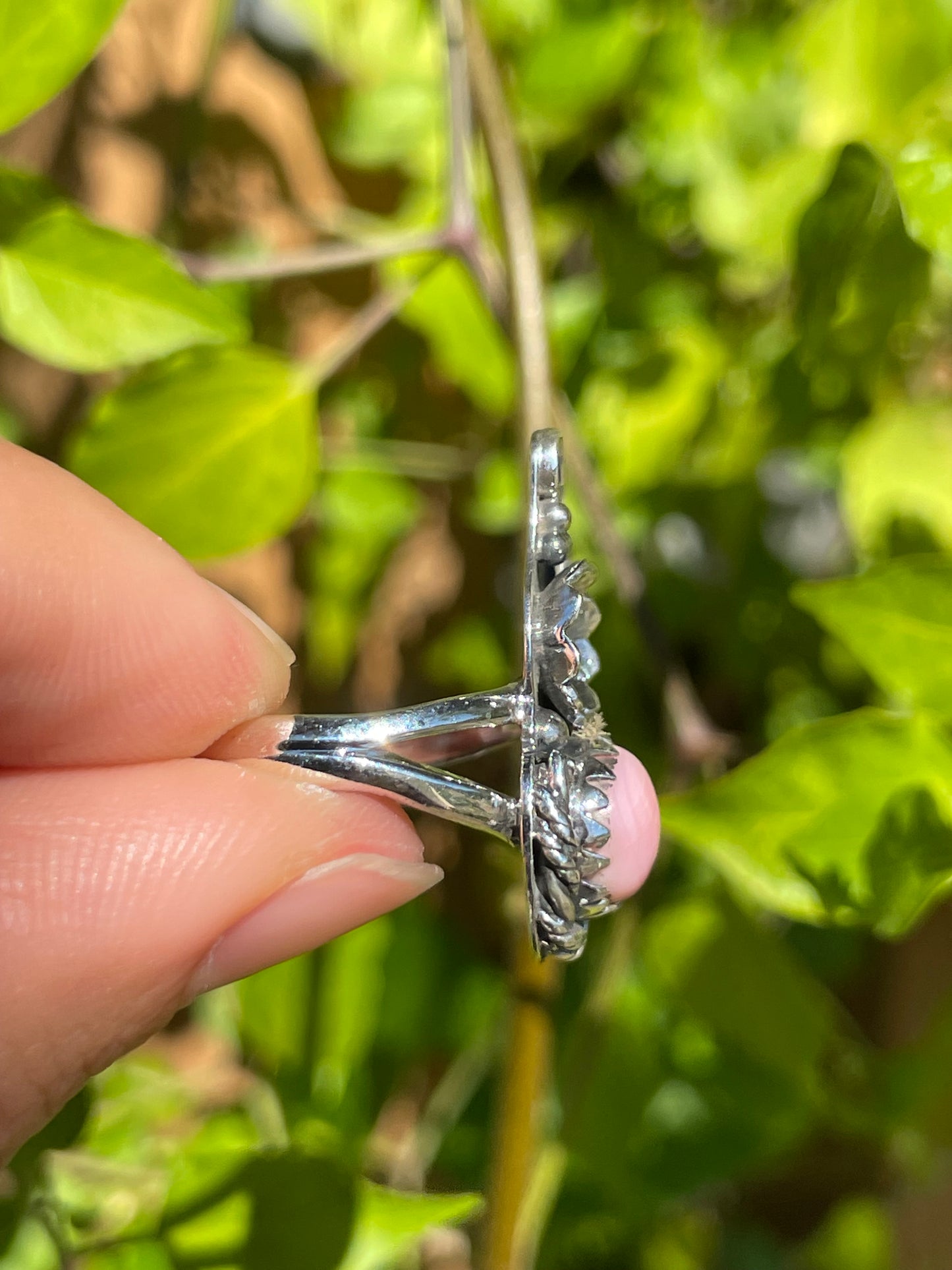 Pink Conch Leaf Ring | 925 Sterling Silver | Size 7.5 B291