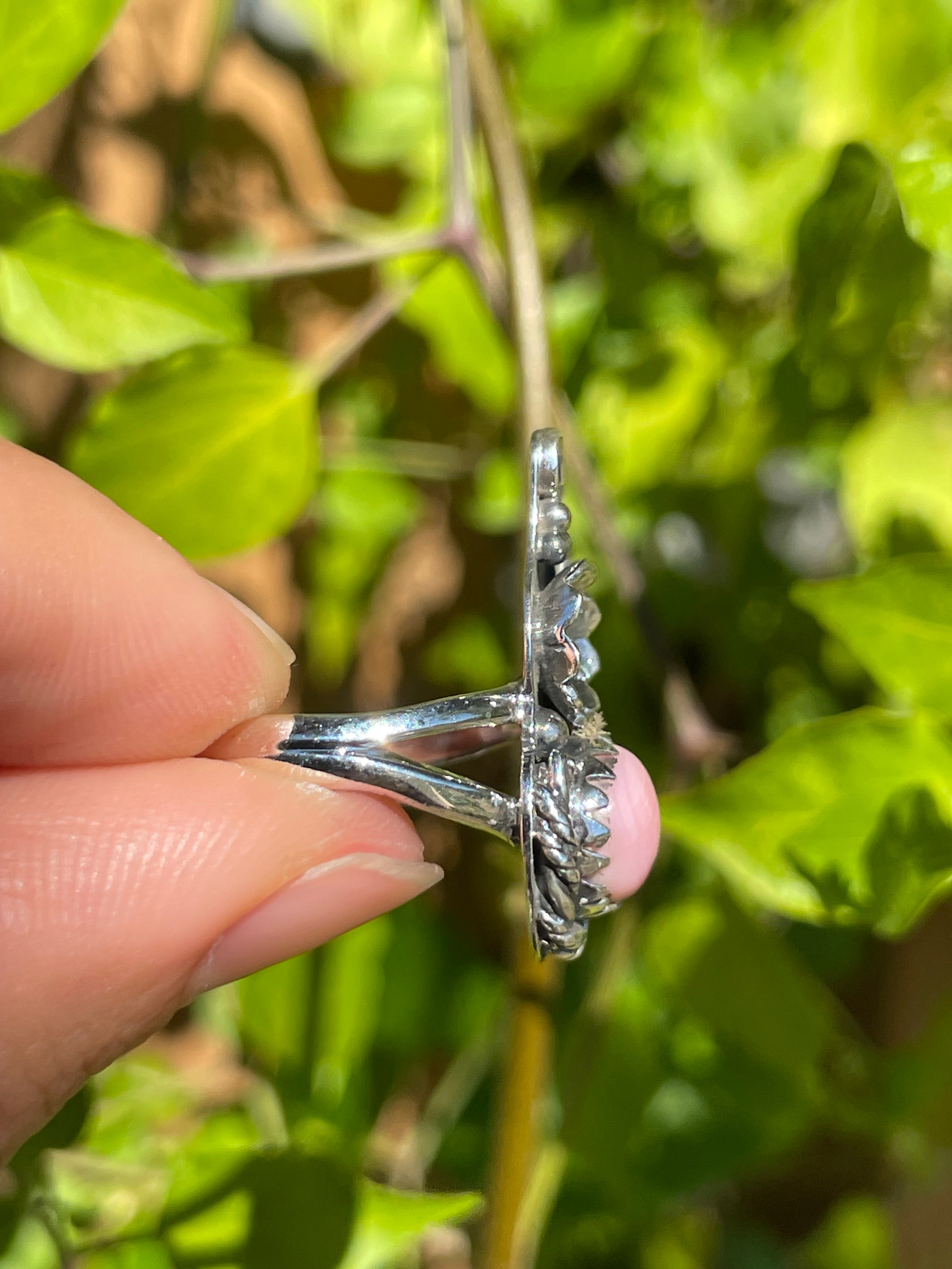 Pink Conch Leaf Ring | 925 Sterling Silver | Size 7.5 B291