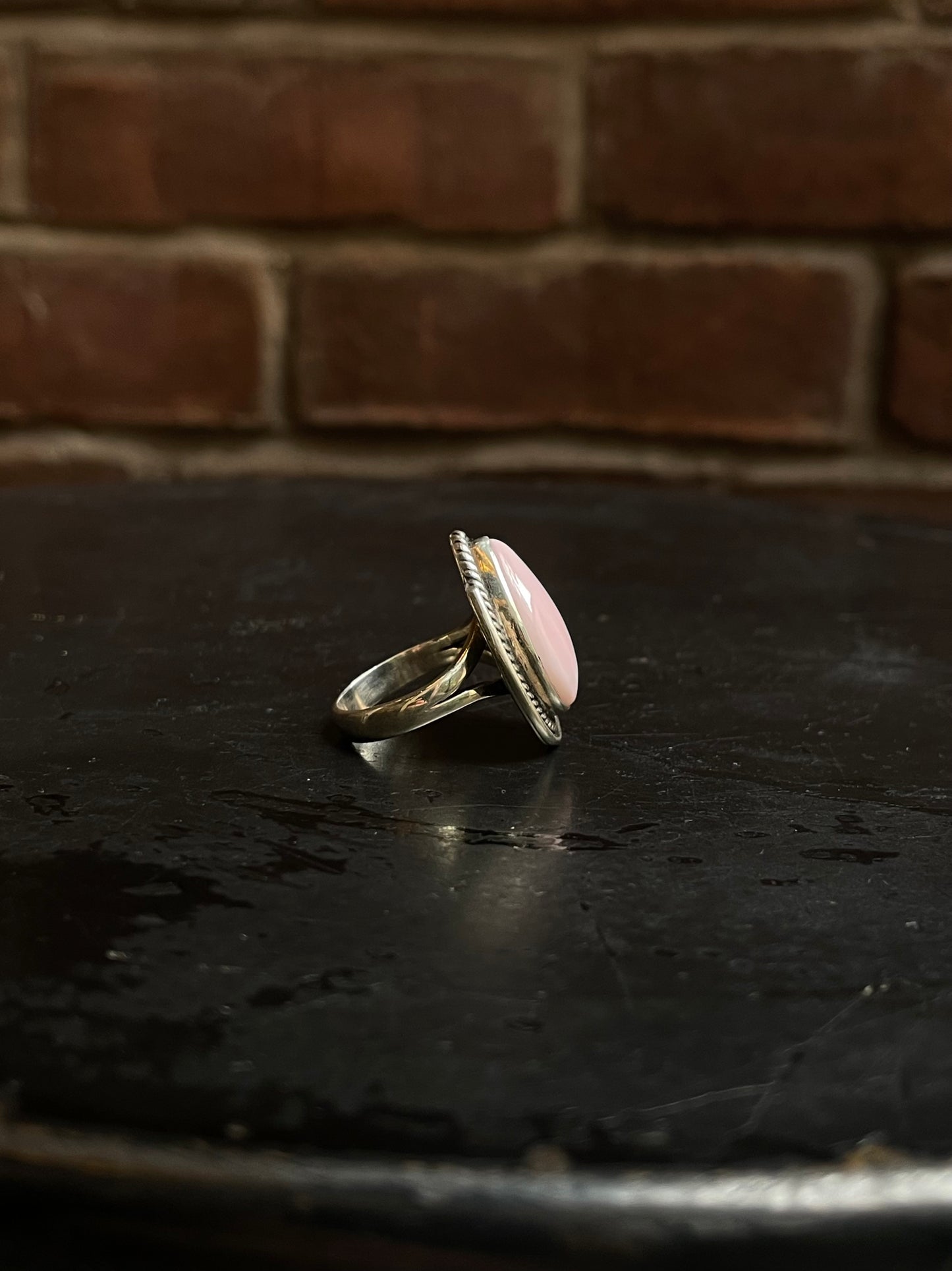 Pink Conch Teardrop Ring Size 8 | 925 Sterling Silver Southwest E150
