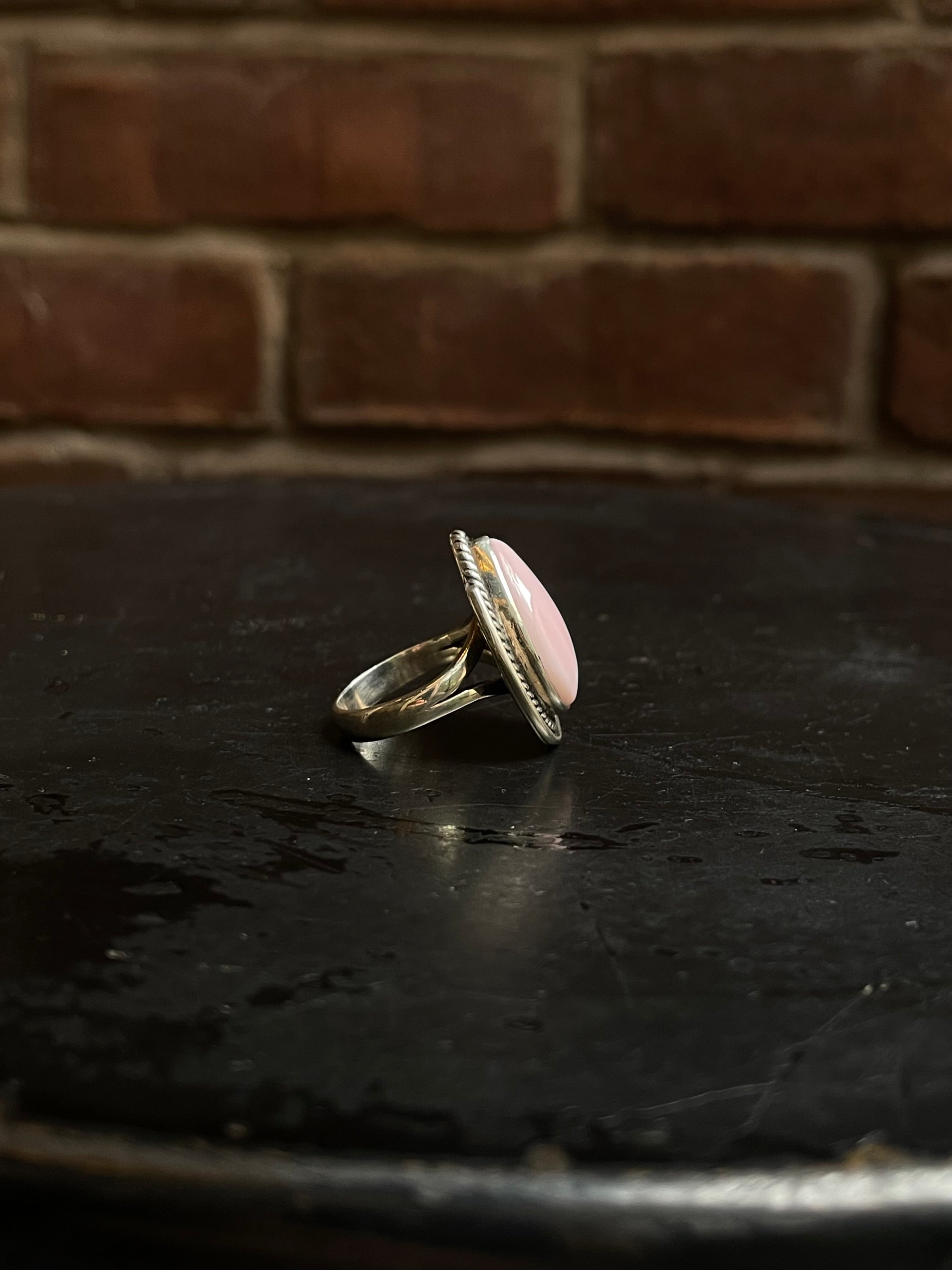 Pink Conch Teardrop Ring Size 8 | 925 Sterling Silver Southwest E150