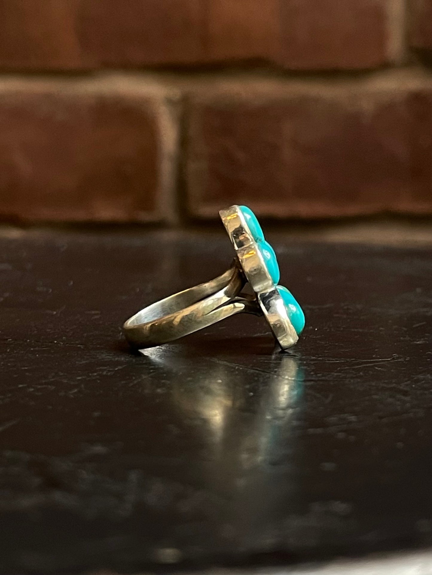 Kingman Turquoise Flower Ring Size 6.75 | 925 Sterling Silver G483