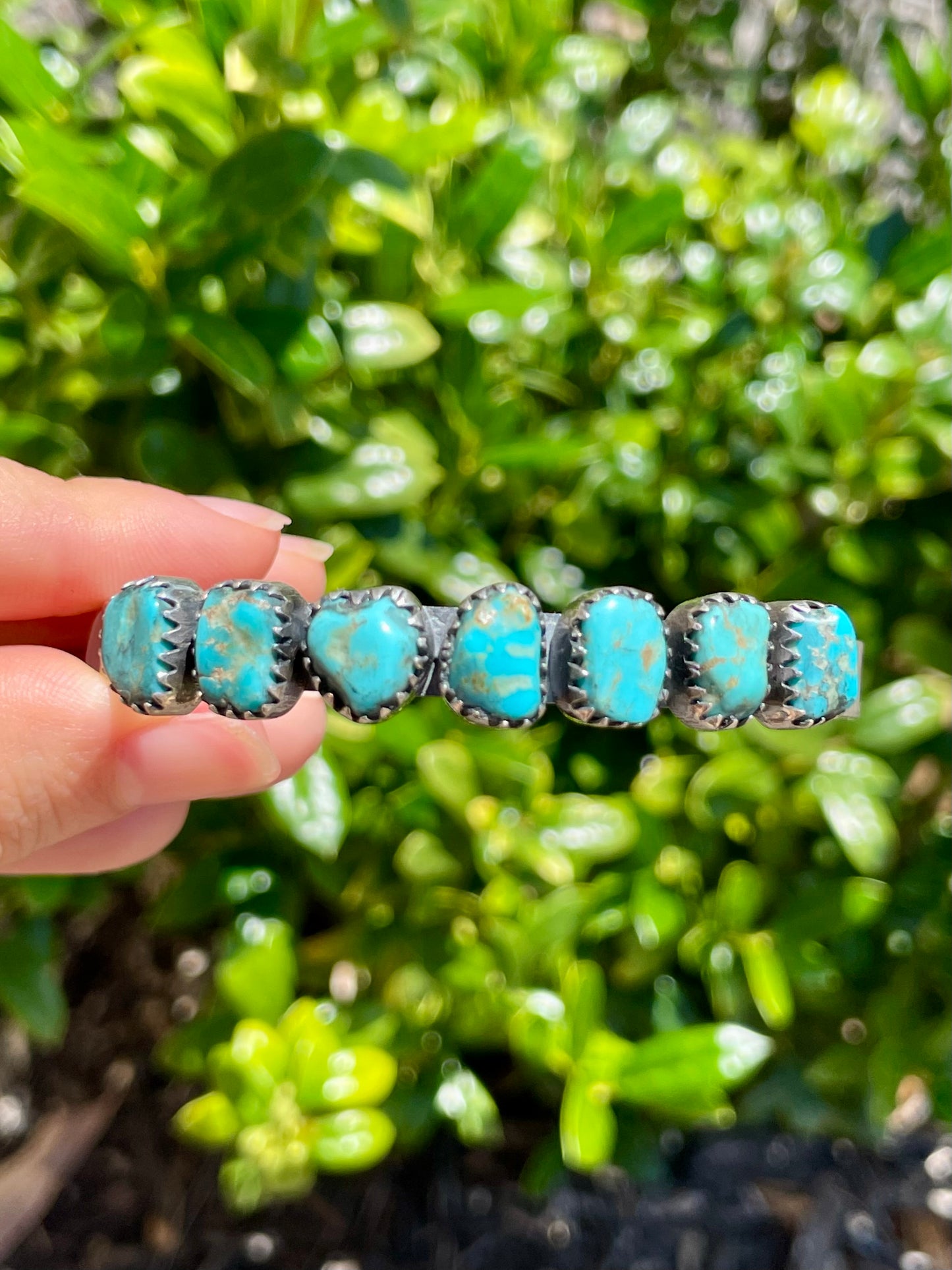 Kingman Turquoise Row Cuff Bracelet | 925 Sterling Silver D149