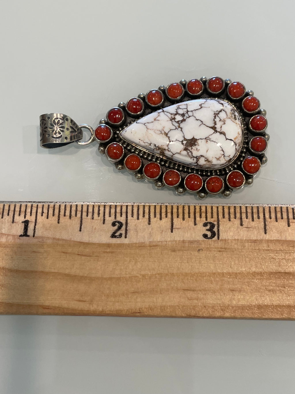 Wild Horse & Italian Coral Cluster Pendant | 925 Sterling Silver G723