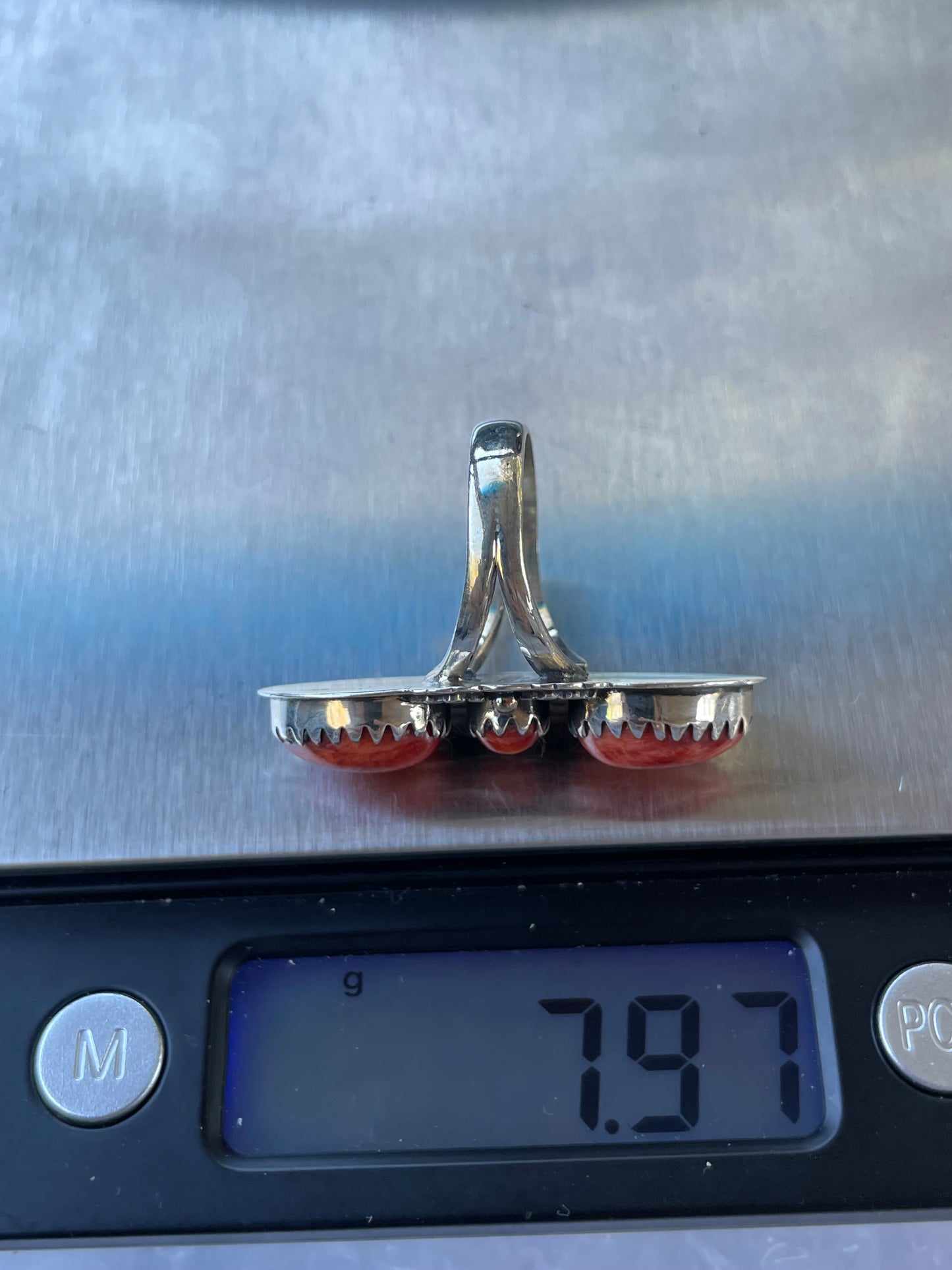 Spiny Oyster Triple Stone Ring Size 6 | 925 Sterling Silver B943
