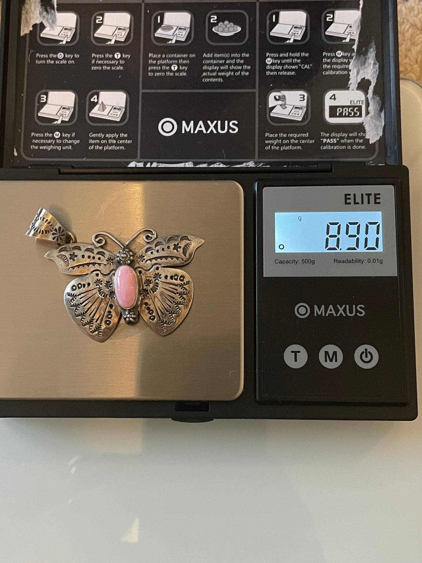 Pink Conch Butterfly Pendant | 925 Sterling Silver E506