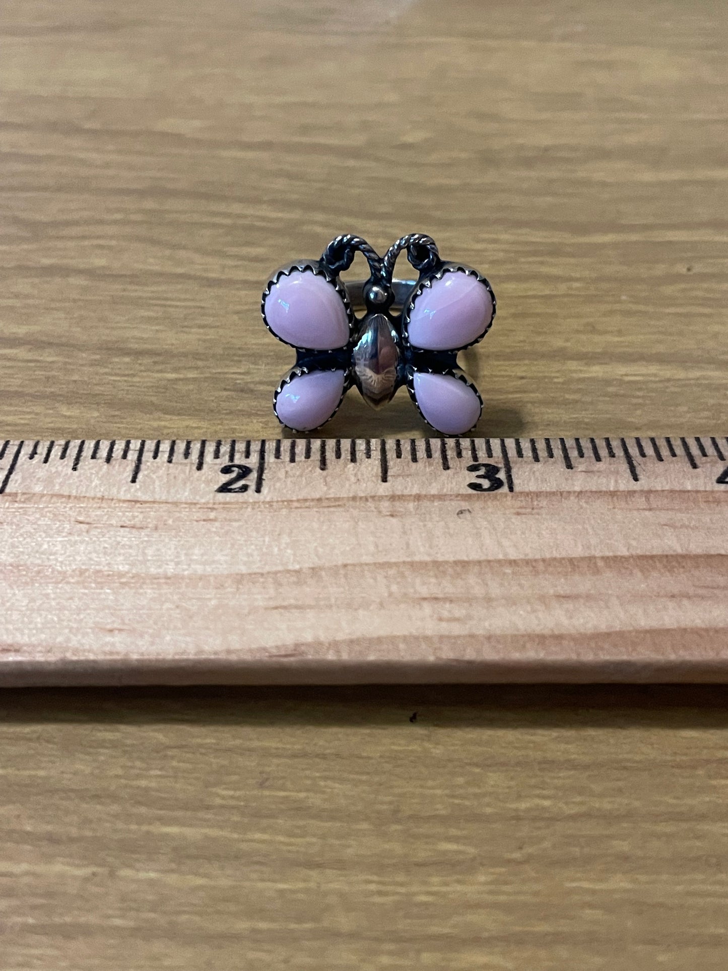 Pink Conch Butterfly Ring Size 8 | 925 Sterling Silver E988