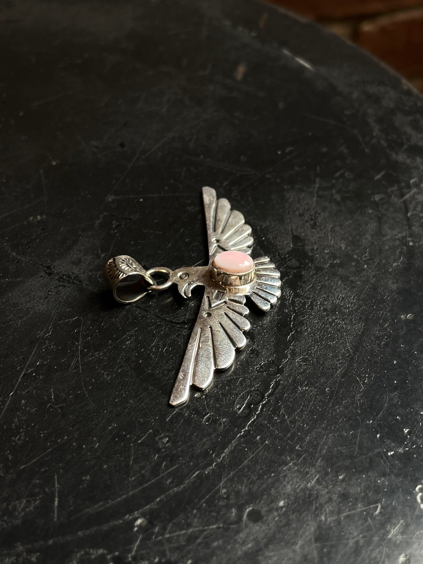 Pink Conch Thunderbird Pendant | 925 Sterling Silver C959