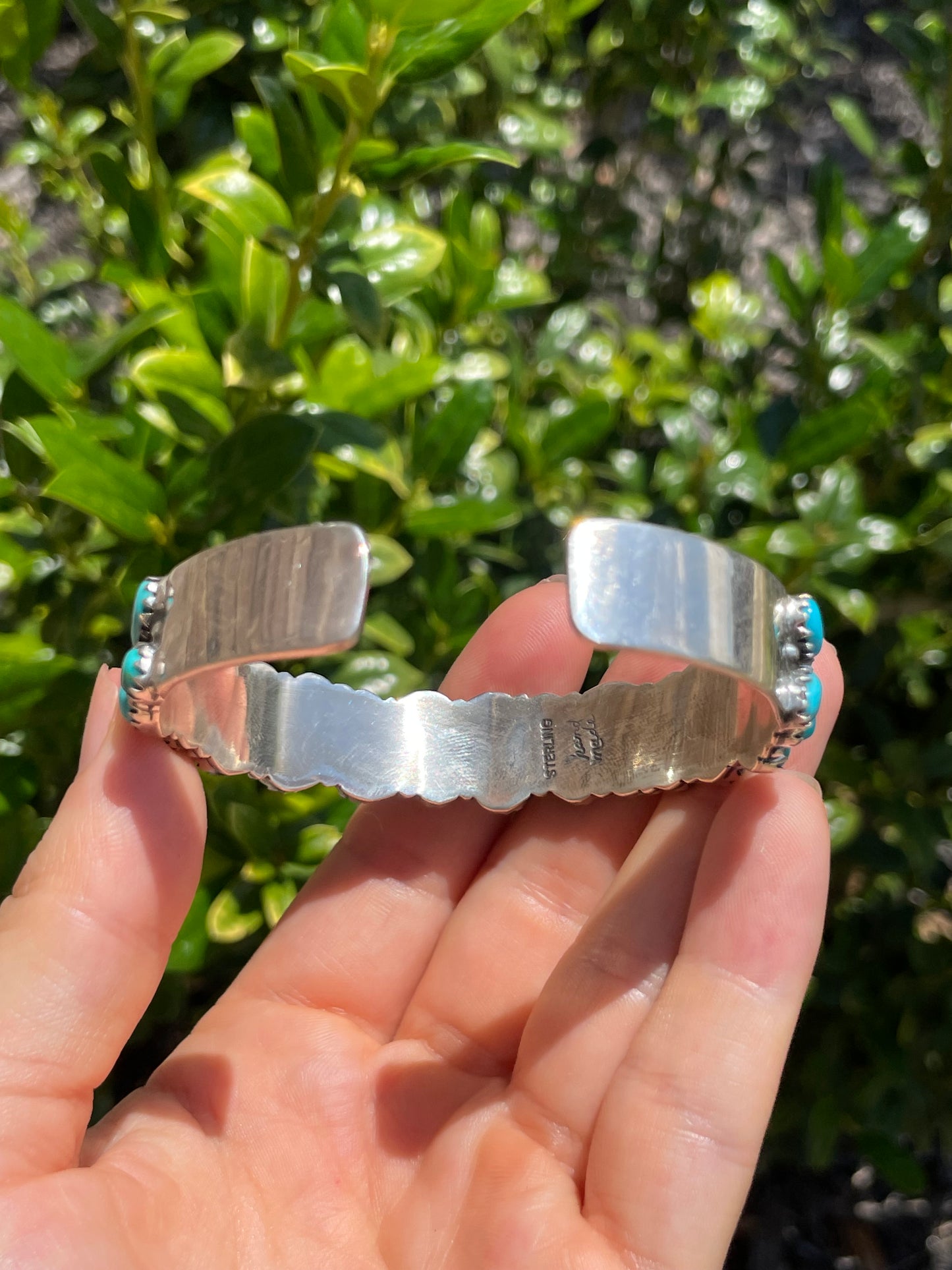 Kingman Turquoise Double Row Cuff Bracelet | 925 Sterling Silver D152
