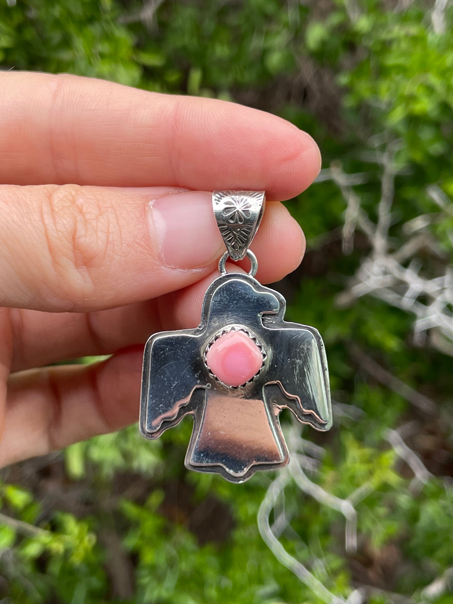 Pink Conch Thunderbird Pendant | Sterling Silver 925 B737