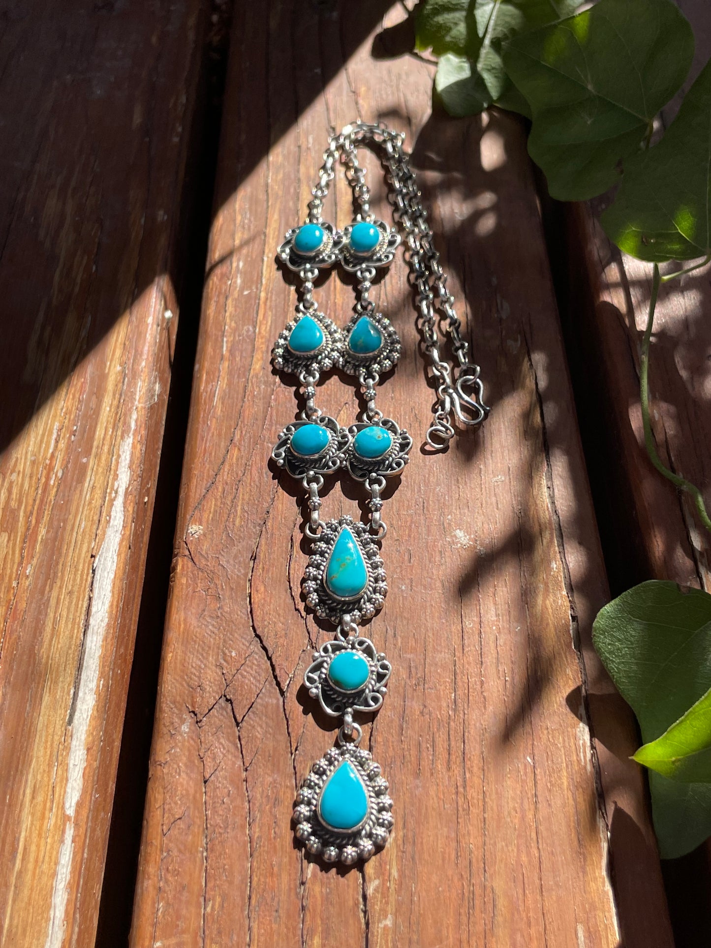 Kingman Turquoise Lariat Necklace | Sterling Silver 925 B874