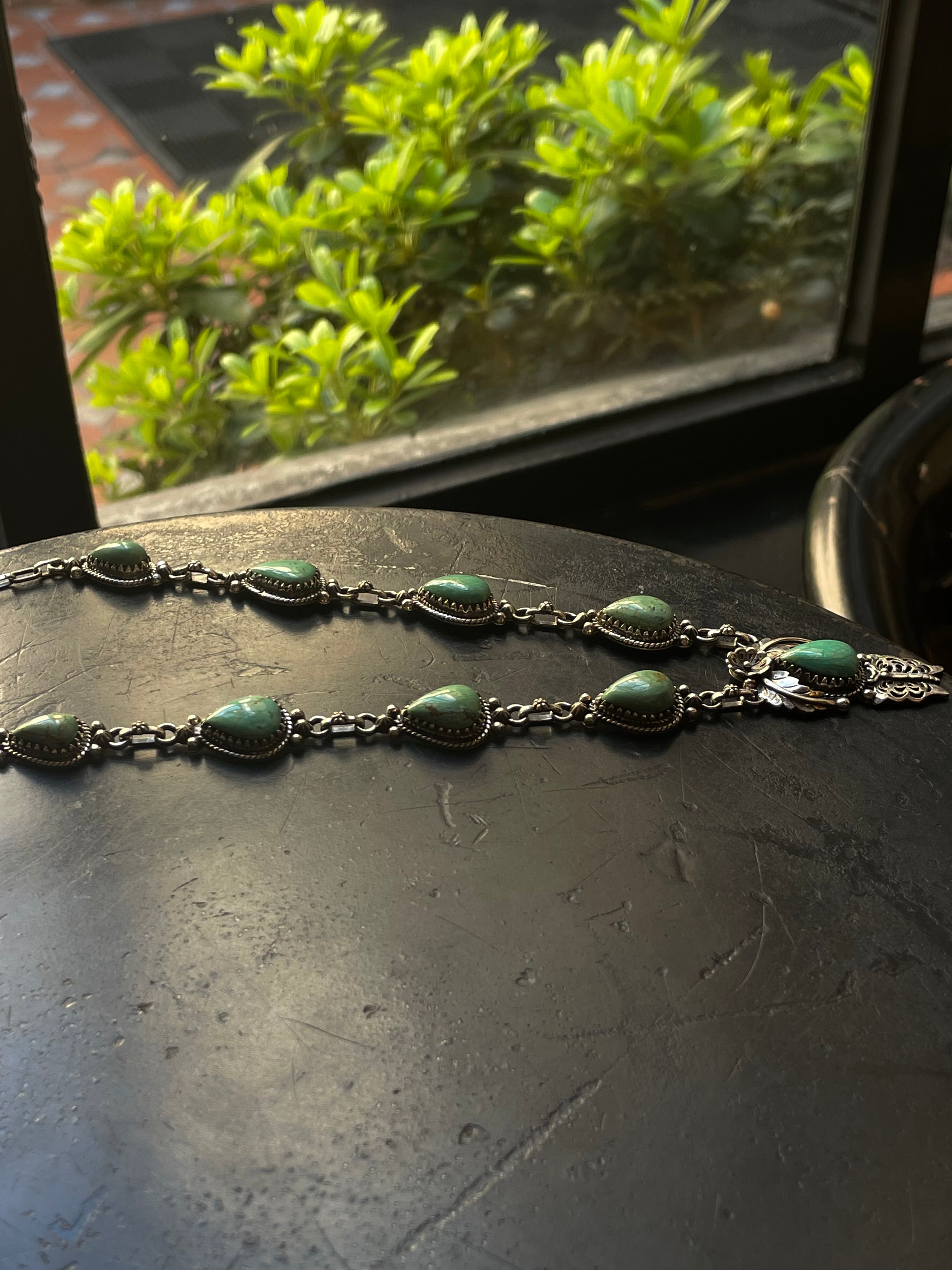 Kingman Turquoise Feather Lariat Necklace | 925 Sterling Silver G610