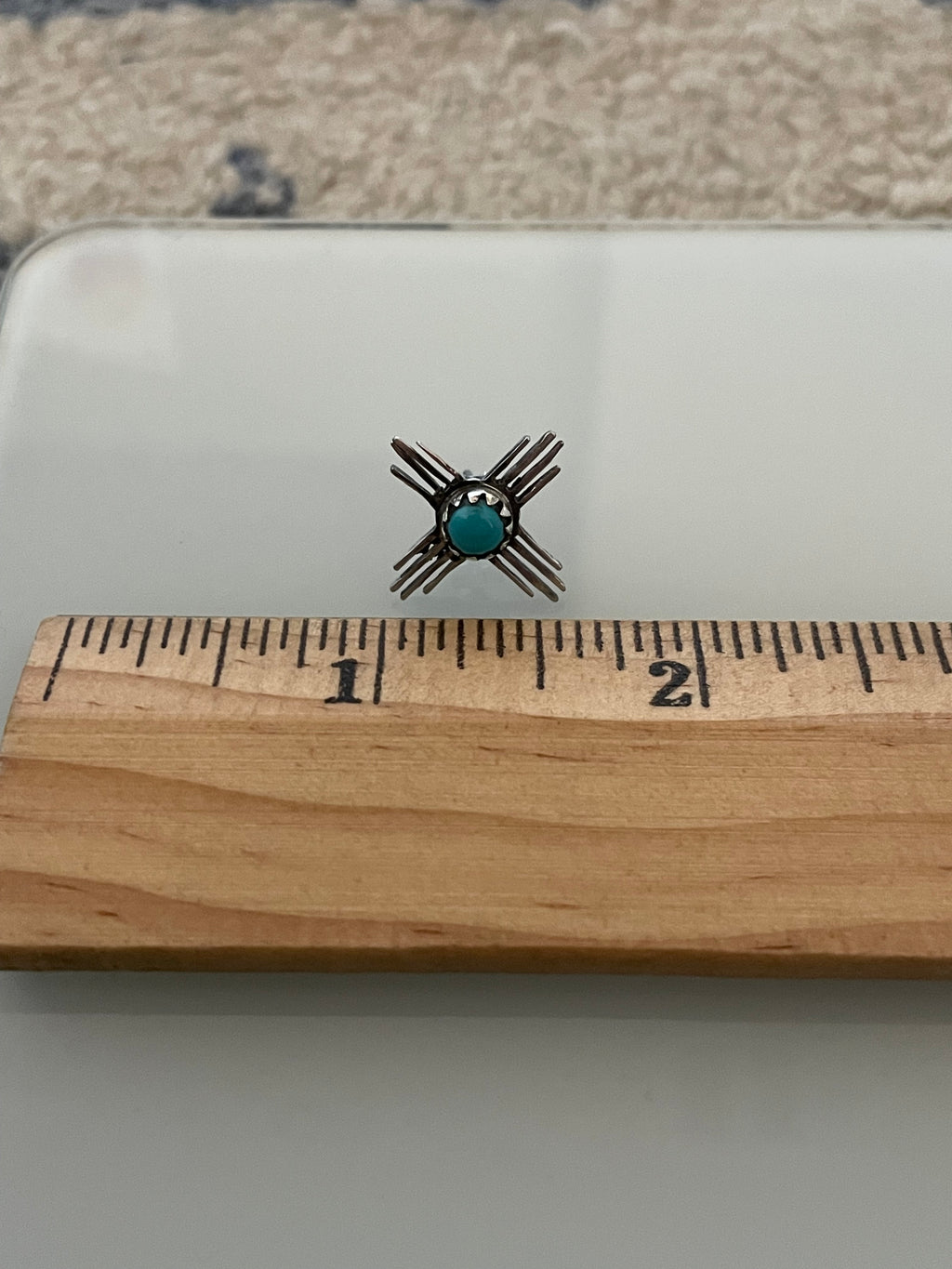 Kingman Turquoise Zia Cross Earrings | 925 Sterling Silver E385