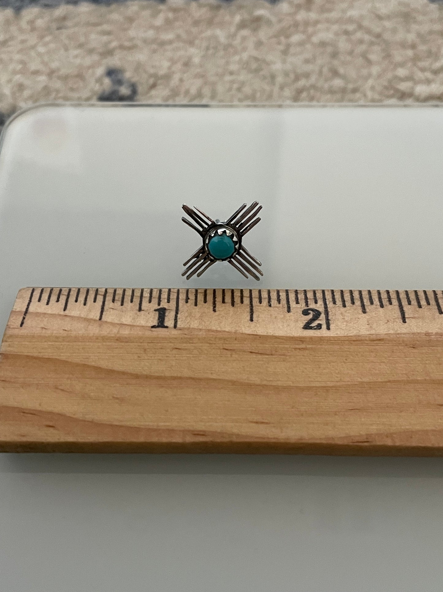 Kingman Turquoise Zia Cross Earrings | 925 Sterling Silver E385