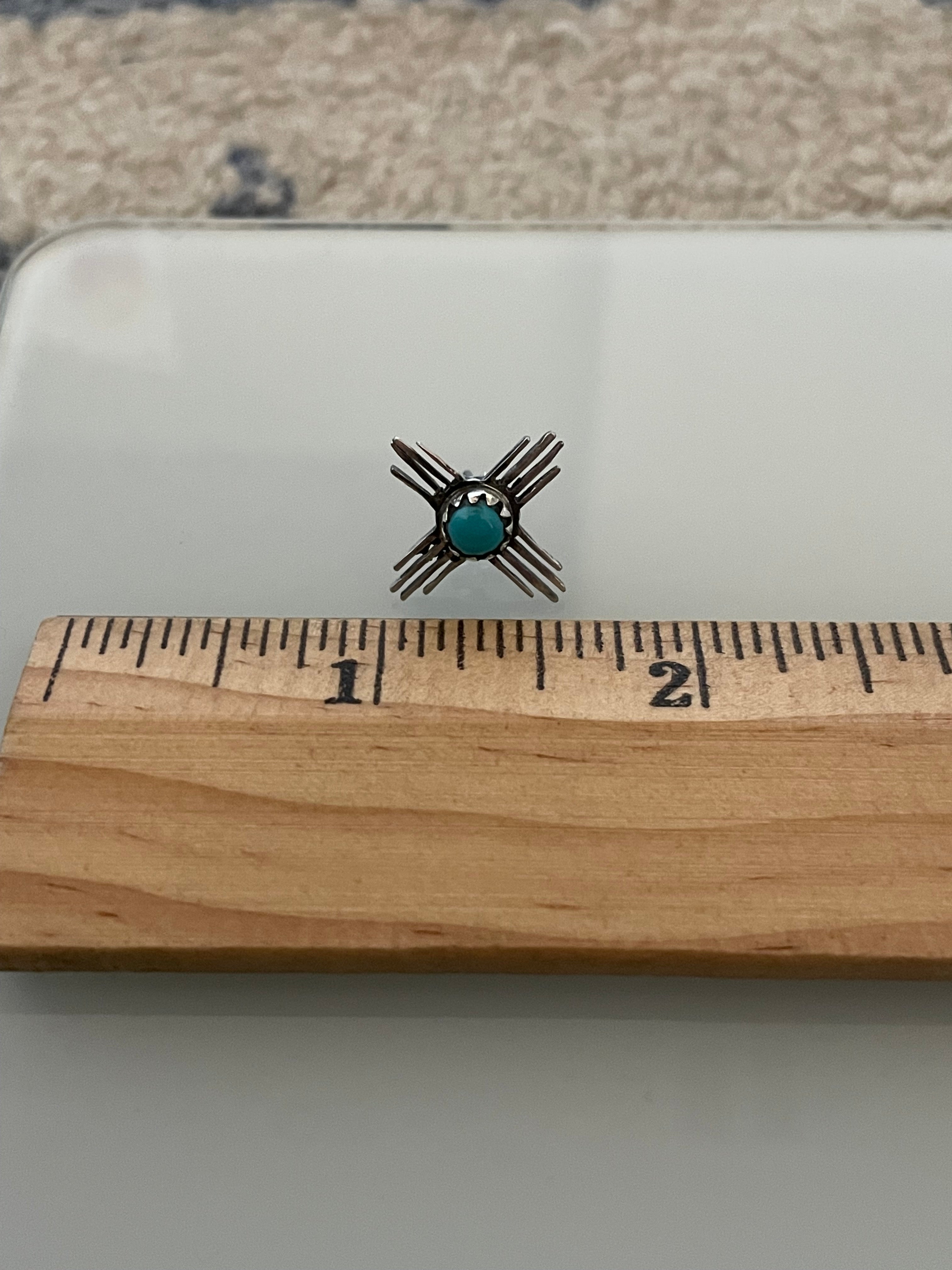 Kingman Turquoise Zia Cross Earrings | 925 Sterling Silver E385