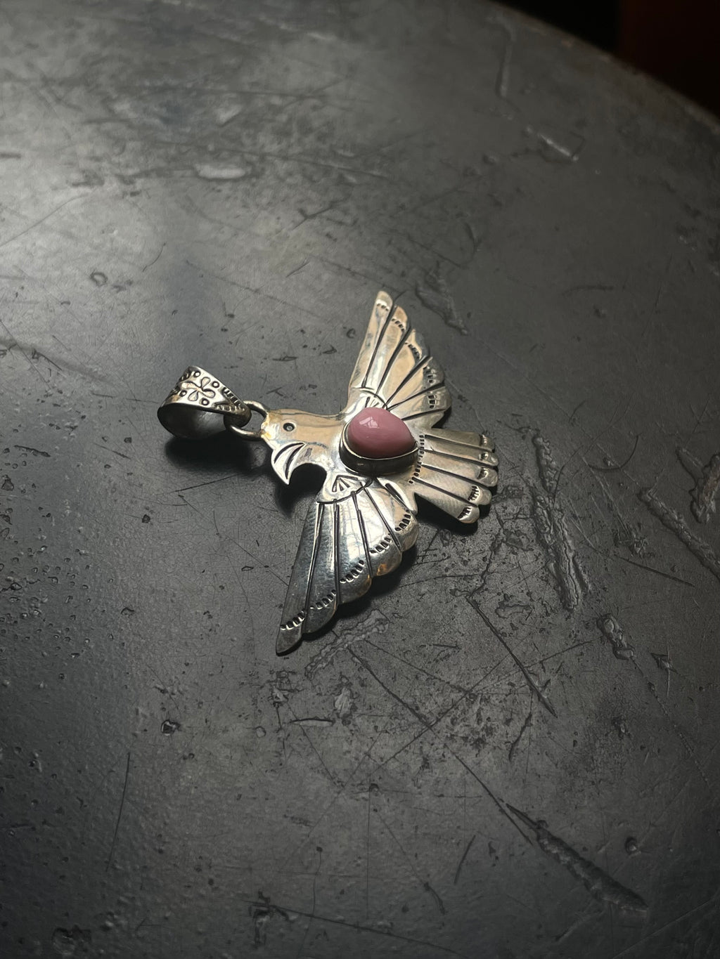 Pink Conch Thunderbird Pendant | Sterling Silver E724