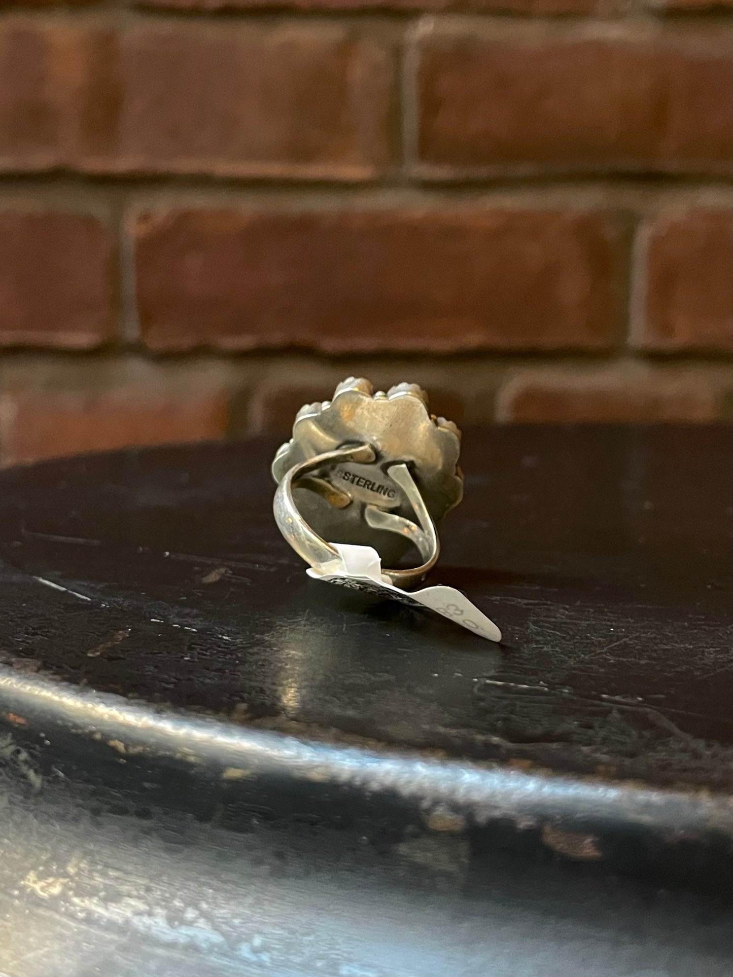 Kingman Turquoise Coral Cluster Ring | Sterling Silver | Size 9 | A183