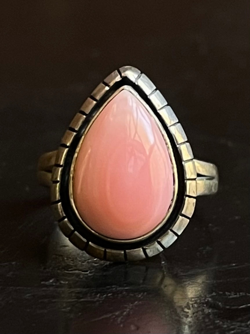 Pink Conch Ring Size 7 | 925 Sterling Silver G111