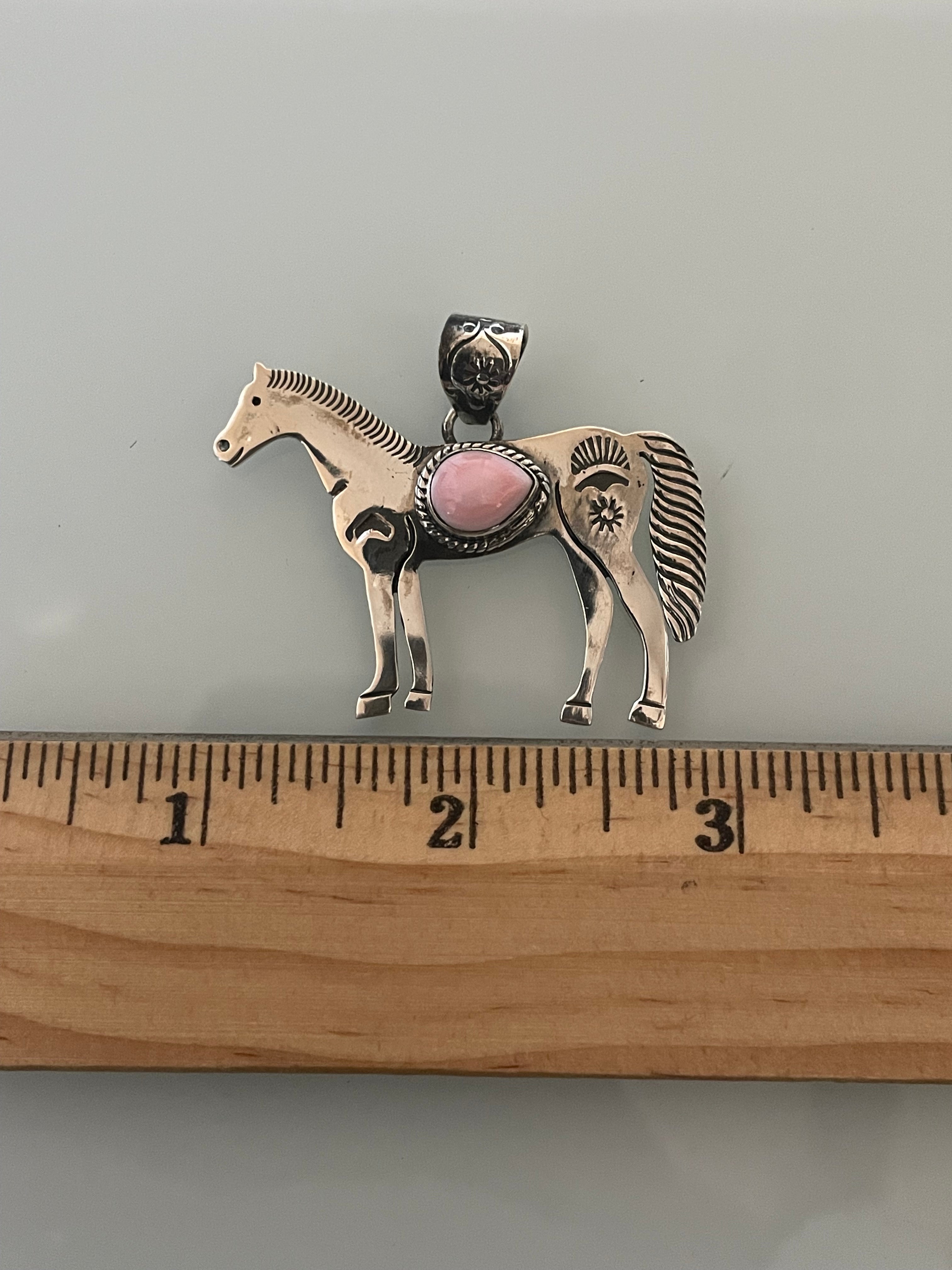 Pink Conch Horse Pendant | 925 Sterling Silver E253