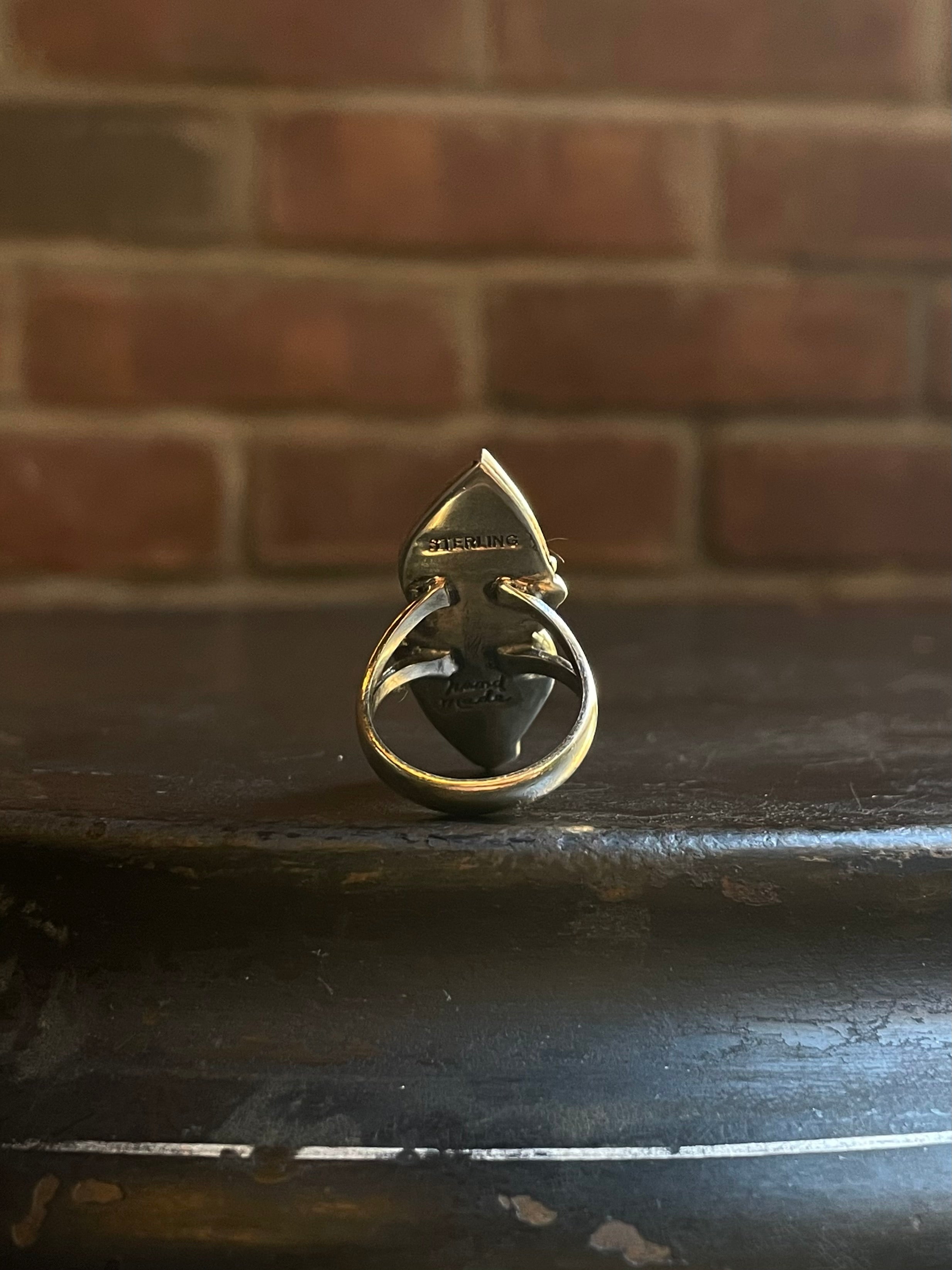 Turquoise Tear Drop Ring Size 6| Sterling Silver E881