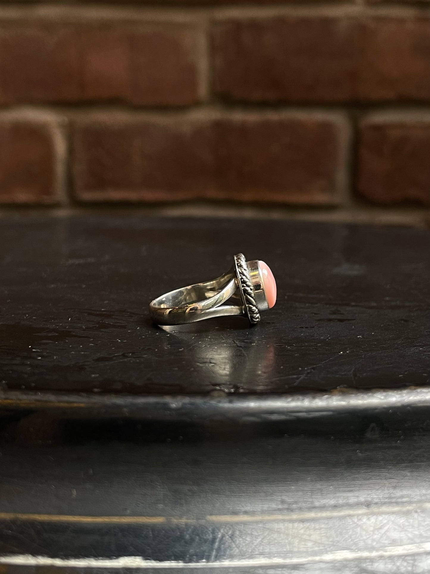 Pink Conch Rope Ring Size 8 | 925 Sterling Silver Southwest E132