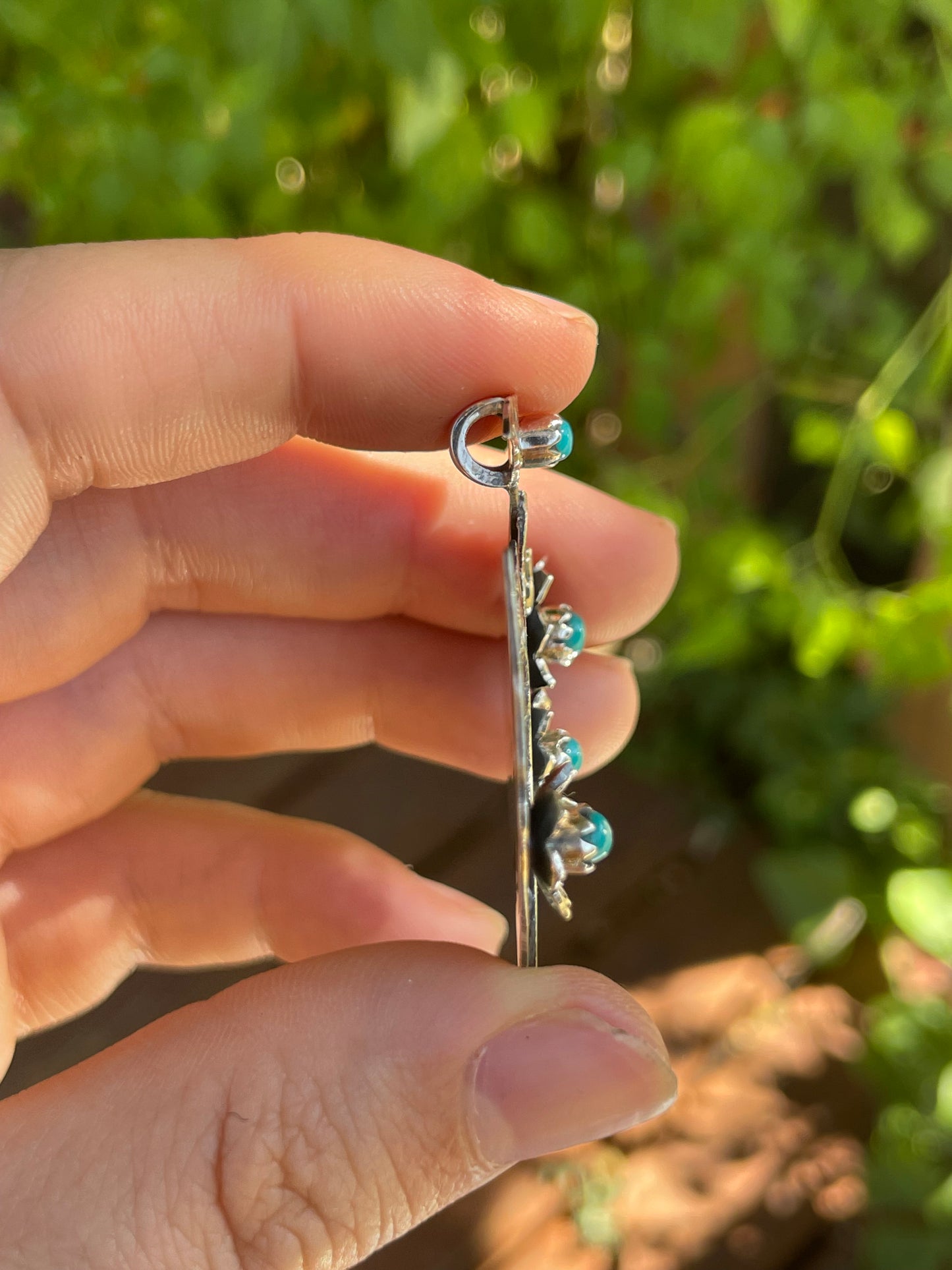 Turquoise Deer and Flower Pendant | 925 Sterling Silver Z64
