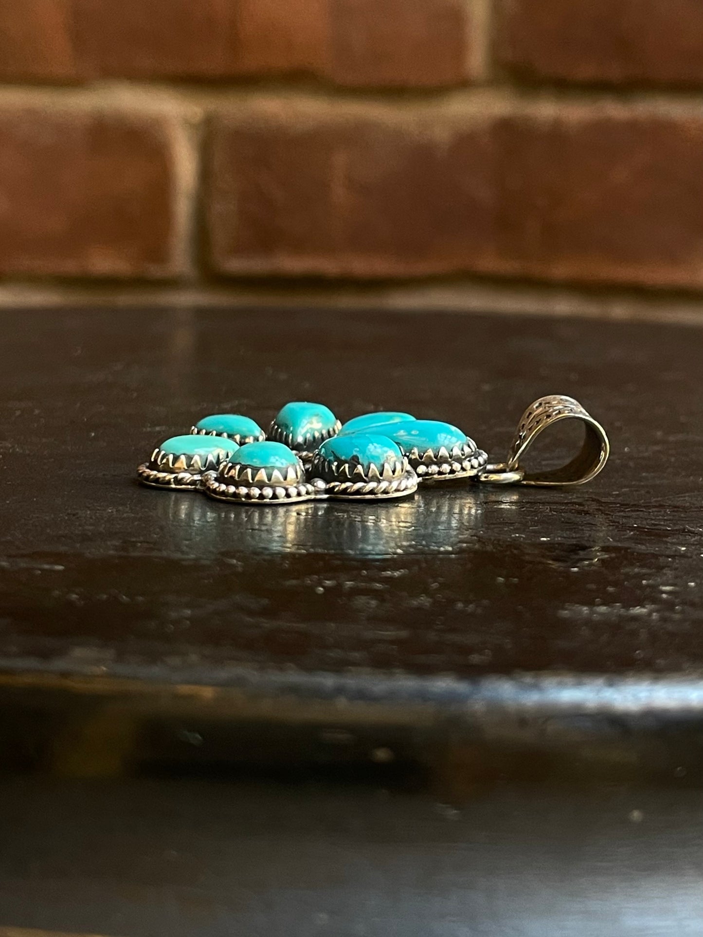Kingman Turquoise Naja Pendant | Sterling Silver G467